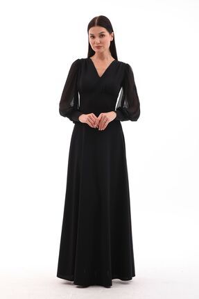 migi life yerli krep tül detaylı,kloş maxi şık elbise