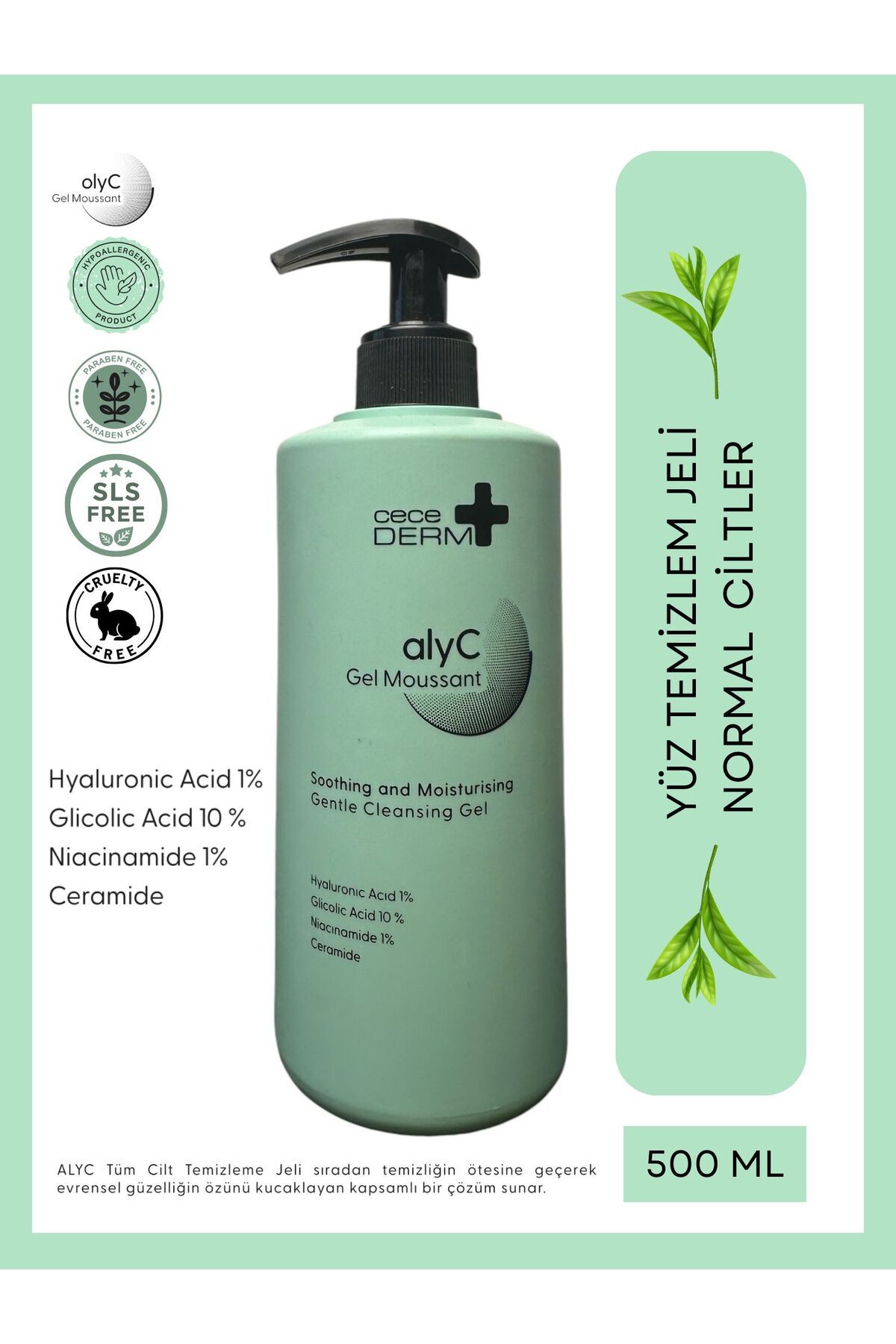 cece derm Alyc Normal Ciltler Için Yüz Temizleme Jeli 500 ml