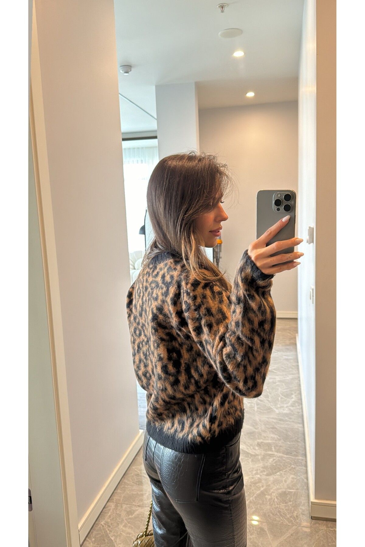 sinemkivanc co Márka modell Leopárd mintás gyapjú kardigán