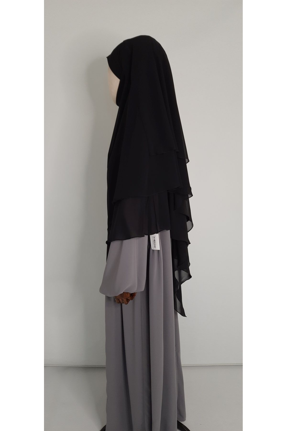 R&S modibone-Black Multi Siphon 3-Layer Souffler Scarf - Medium Hijab 3