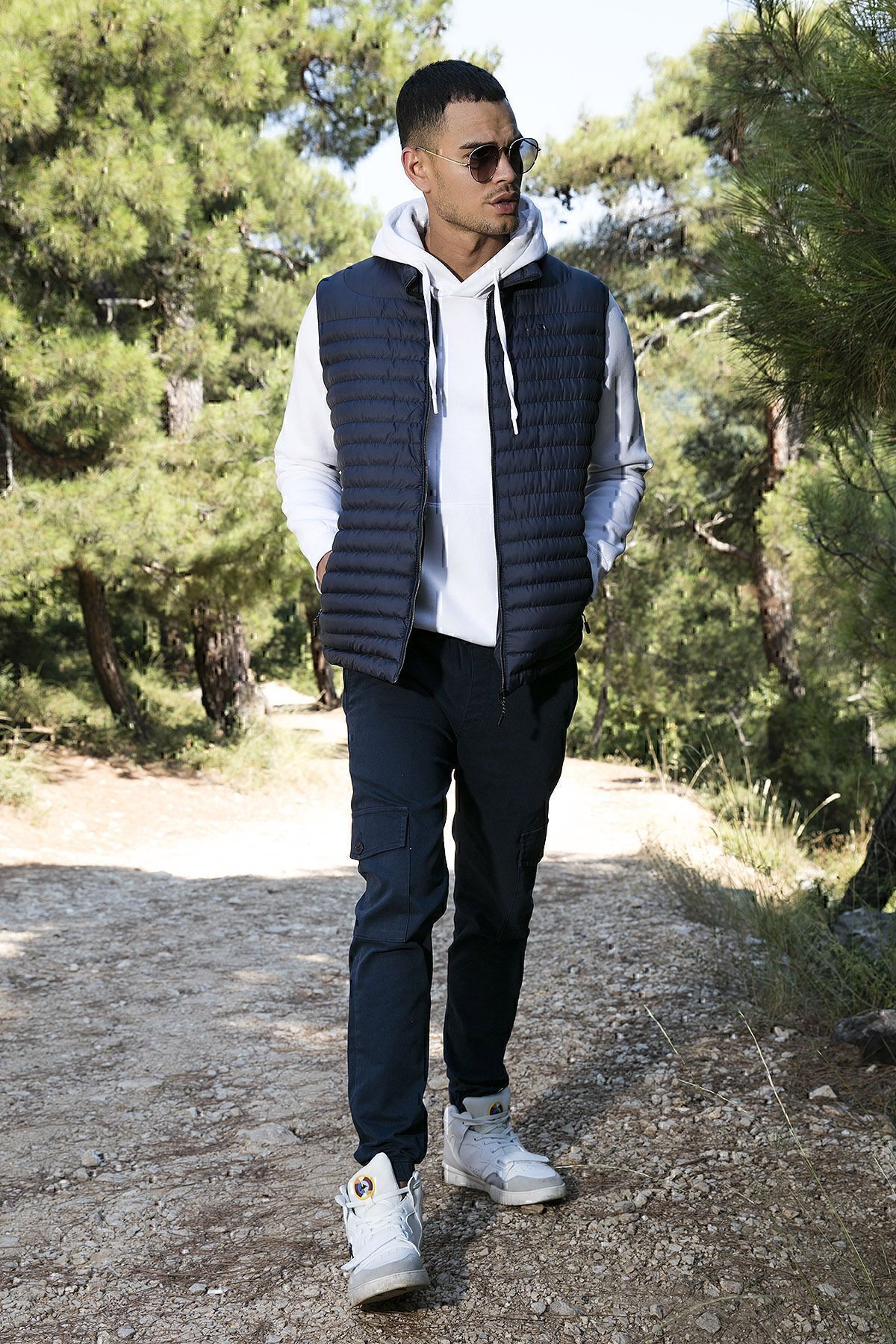 Slim Fit یقه ایستاده مقاوم در برابر آب و باد جلیقه بادی راحت مردانه VEST 649020 Buratti