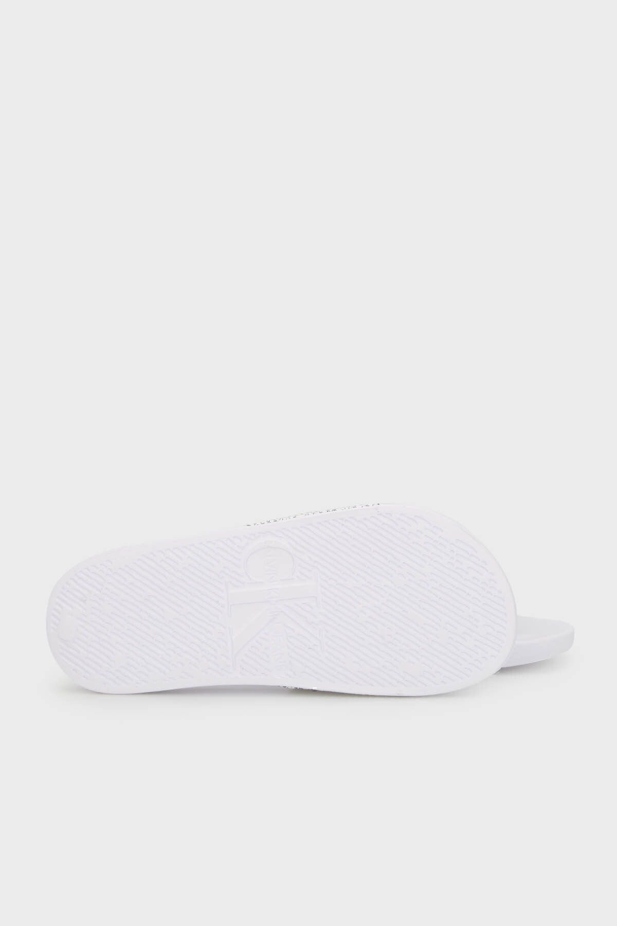 دمپایی سفید زنانه مسطح با آرم YW0YW0140701W SLIPPER YW0YW01407 01W Calvin Klein