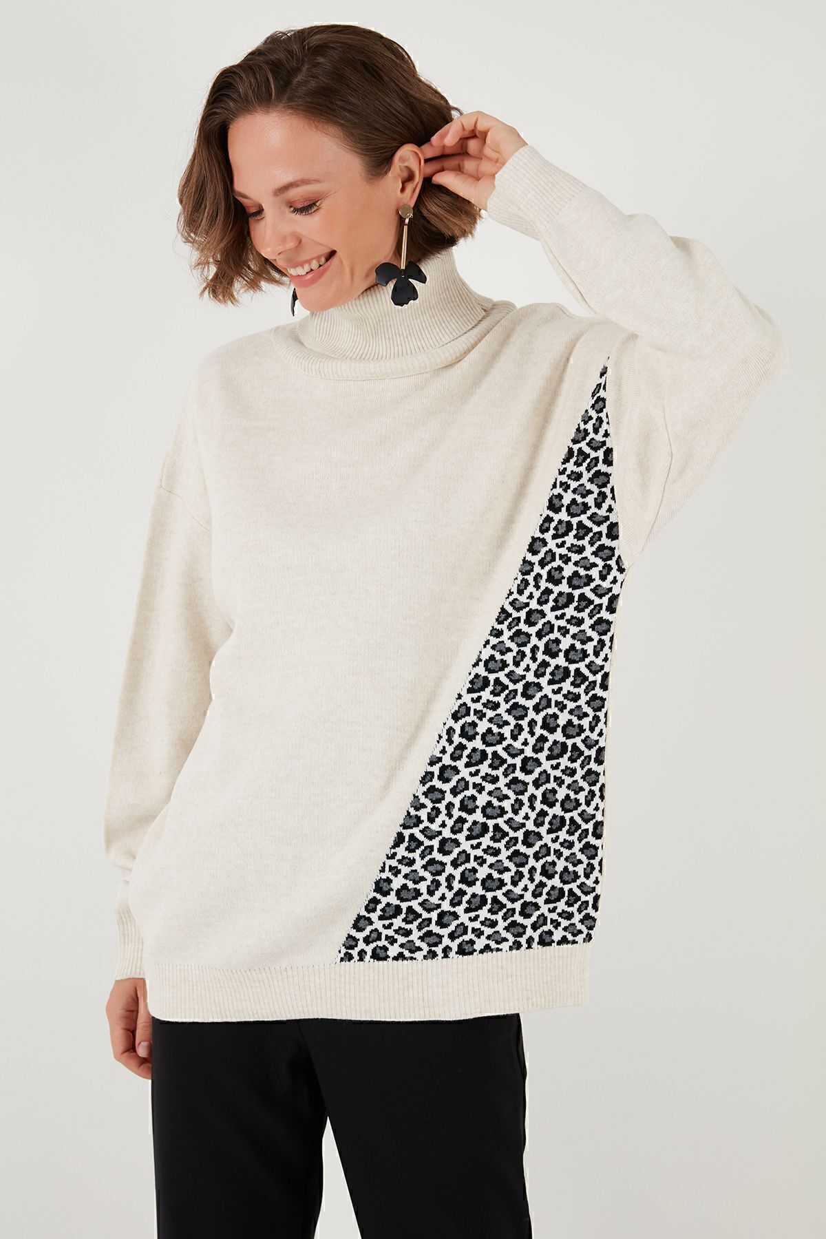 Lela-Pulover din tricotaje acrilice cu model leopard - PULover 4615217 3
