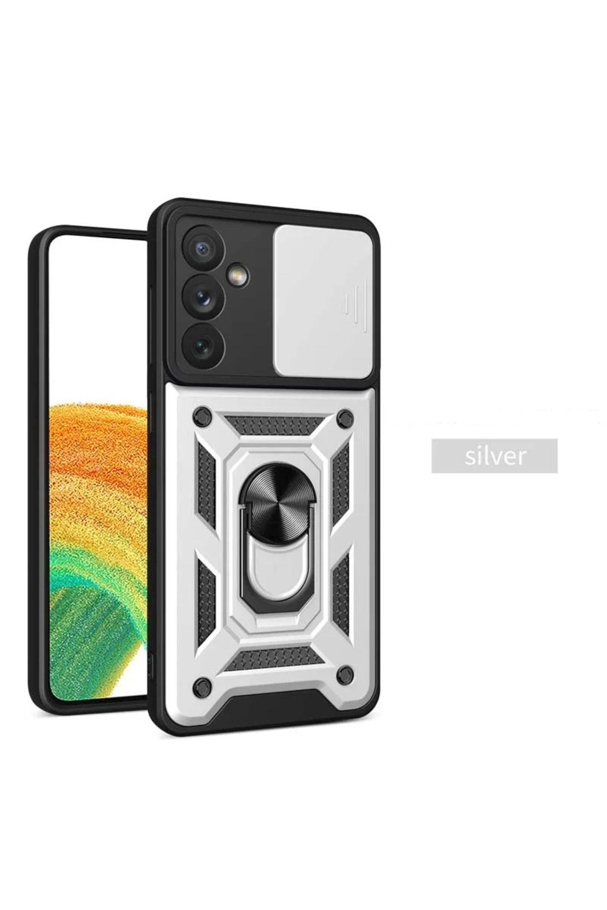 Galaxy A04S Compatible Case Camera Shielded Sliding Ring Extra Shielded Tank Case
