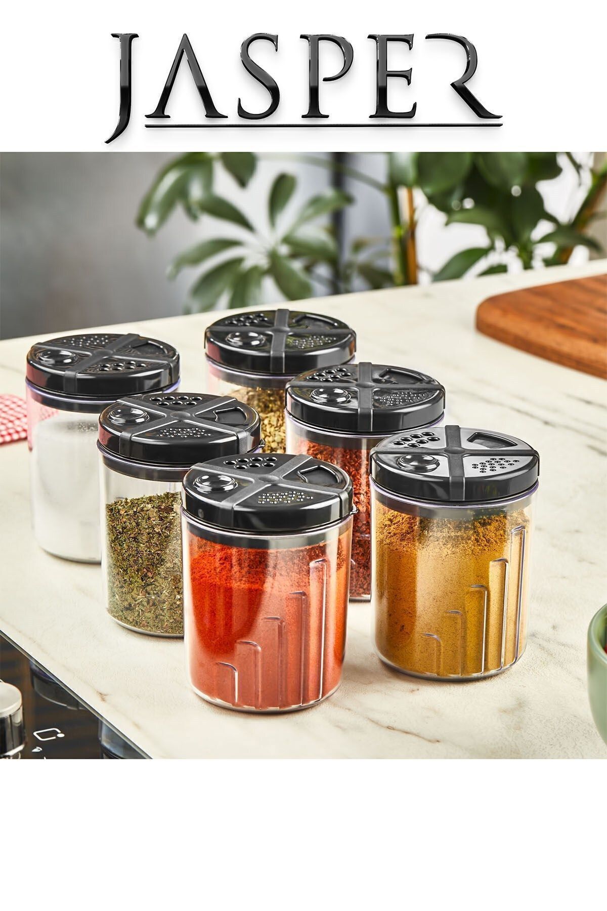 JASPER-JPR-0115 6 Pieces 300 ml Multi-Purpose Spice Set Spice Rack 1