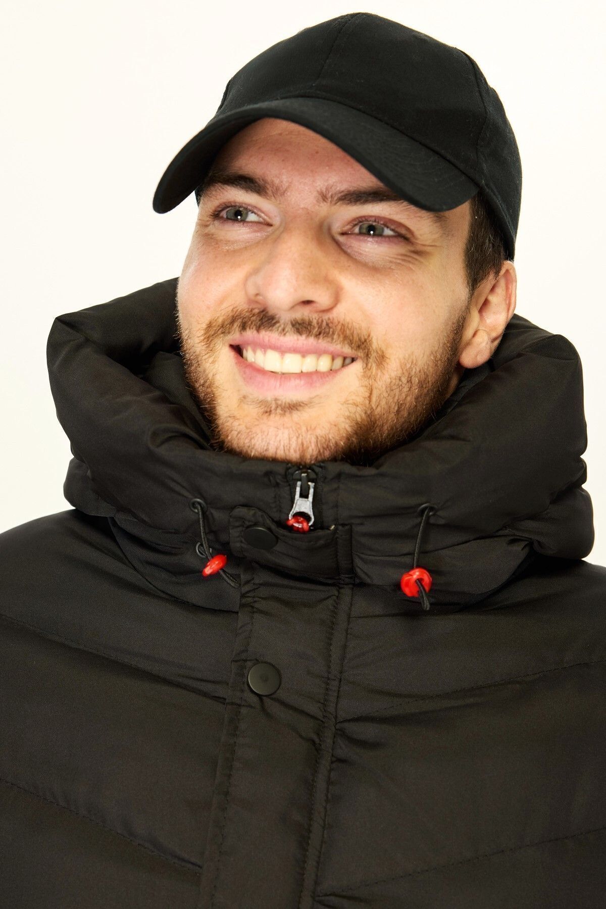 D1fference-Schwarzer Puffer-Parka für Herren – mit Kapuze, winddicht, mit Fasern gefüllt, langer Wintermantel 5