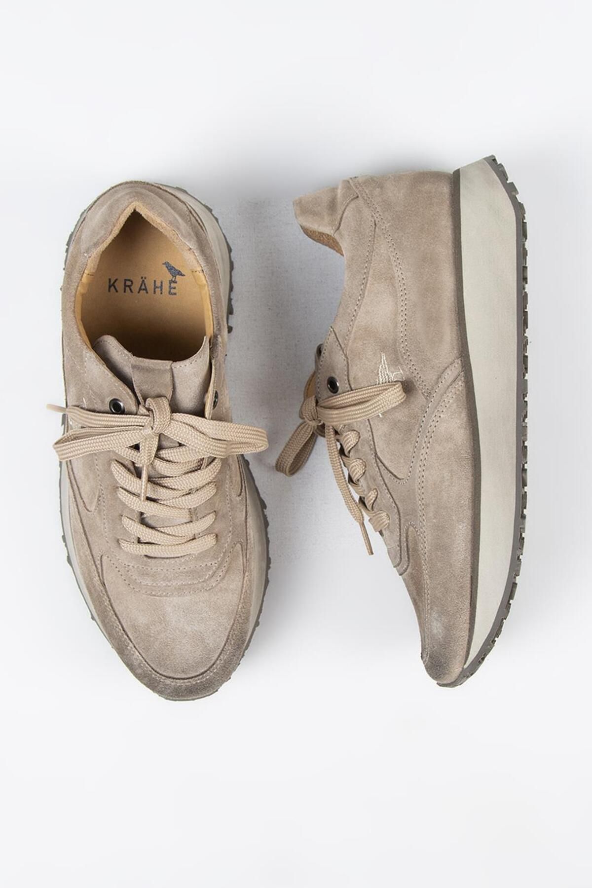 Krahe Adidași Calista Beige Pentru Bărbați - Piele Autentică Și Șireturi Masculin - 43