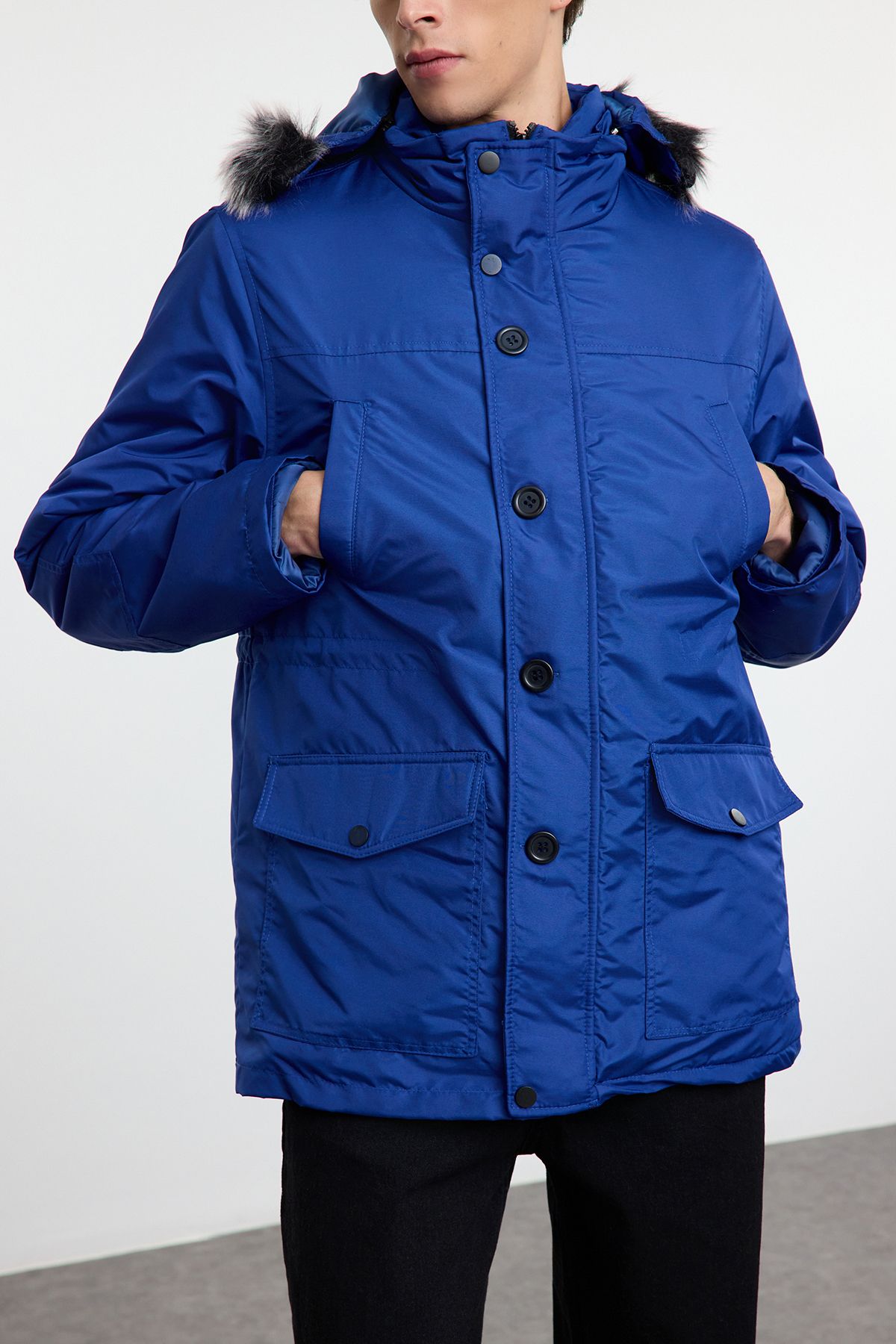 Trendyol Collection-Saks Regular Fit Χειμερινό παλτό αντιανεμικό Parka TMNAW25MO00023 3