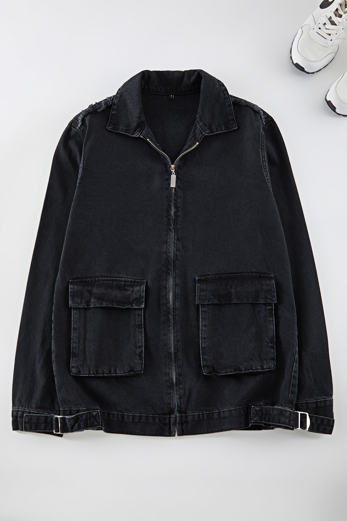 Trendyol Collection-Anthracite Color - 100% Cotton Regular Fit Denim Jeans Jacket Tmnaw25Ce00003 - Limited Edition 7