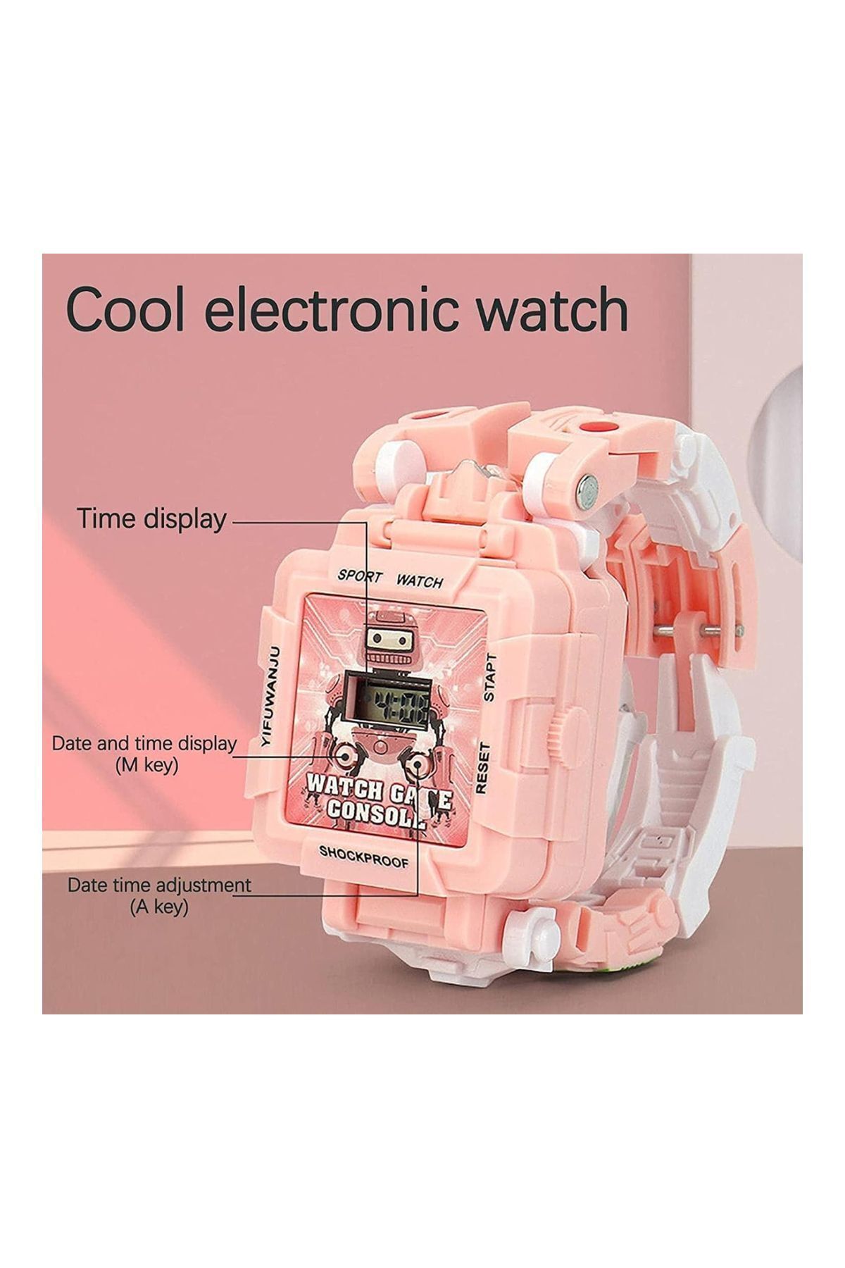 TOYFEST-Transformers Robot Clock with Tetris Game - Pastel Pink 2