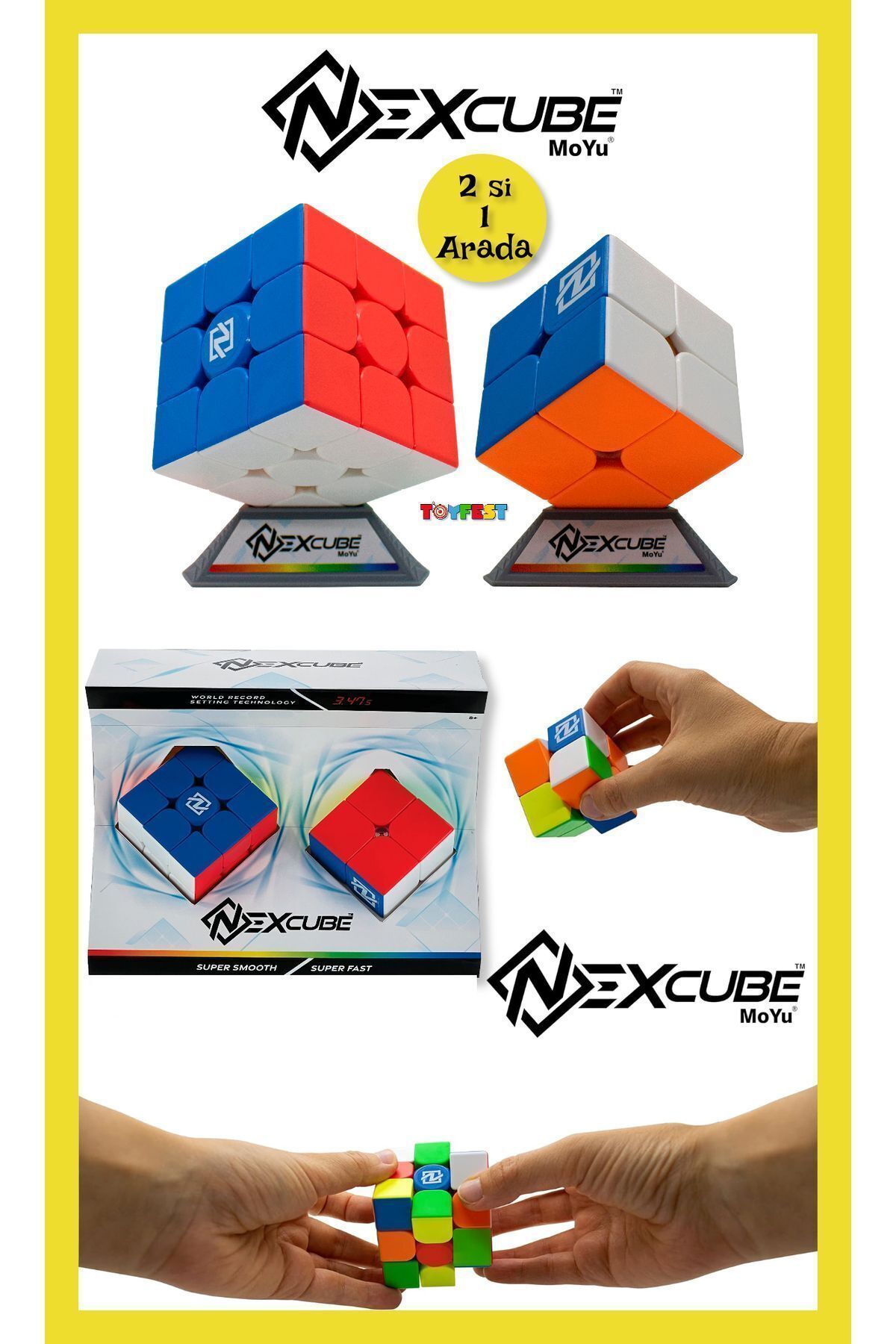 TOYFEST-Nexcube 2X2 + 3X3 Classic Set Intelligence Cube Intelligence Cube Rubik Cube 1