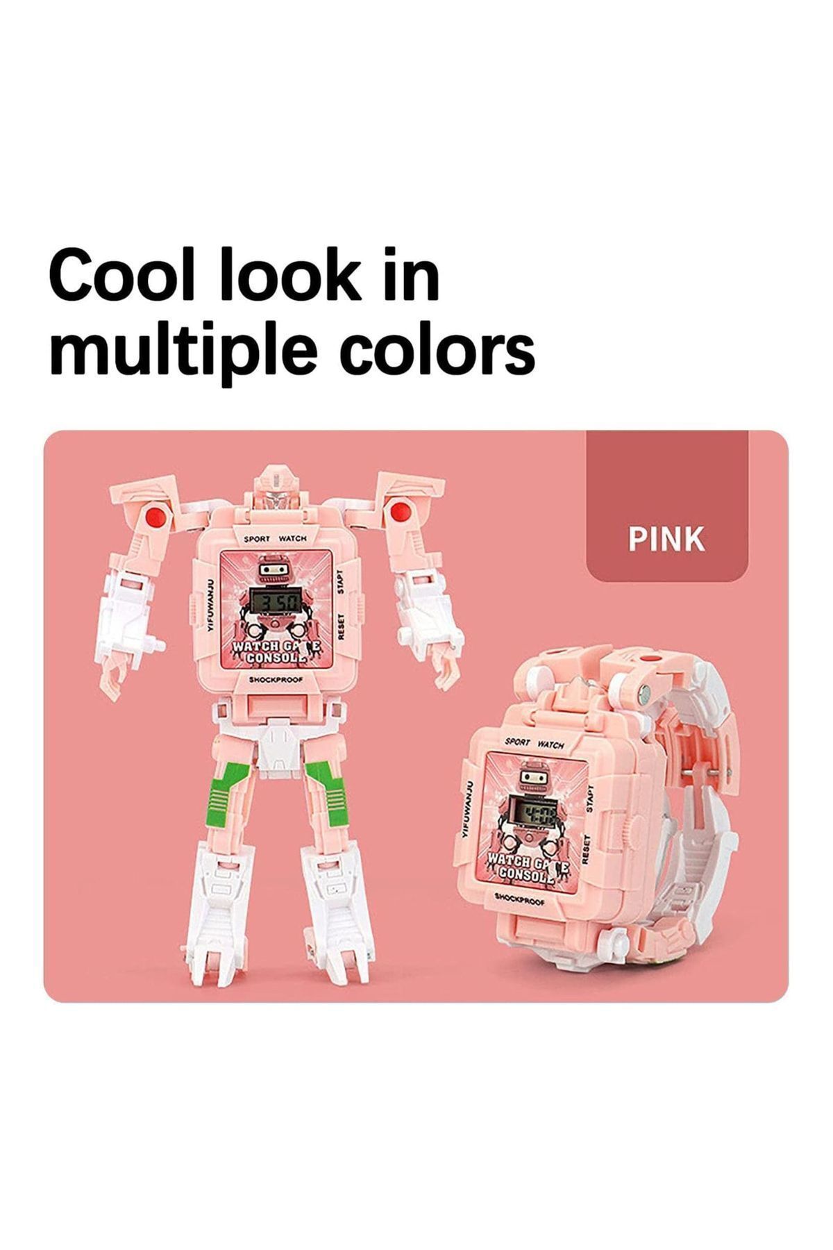 TOYFEST-Transformers Robot Clock with Tetris Game - Pastel Pink 4