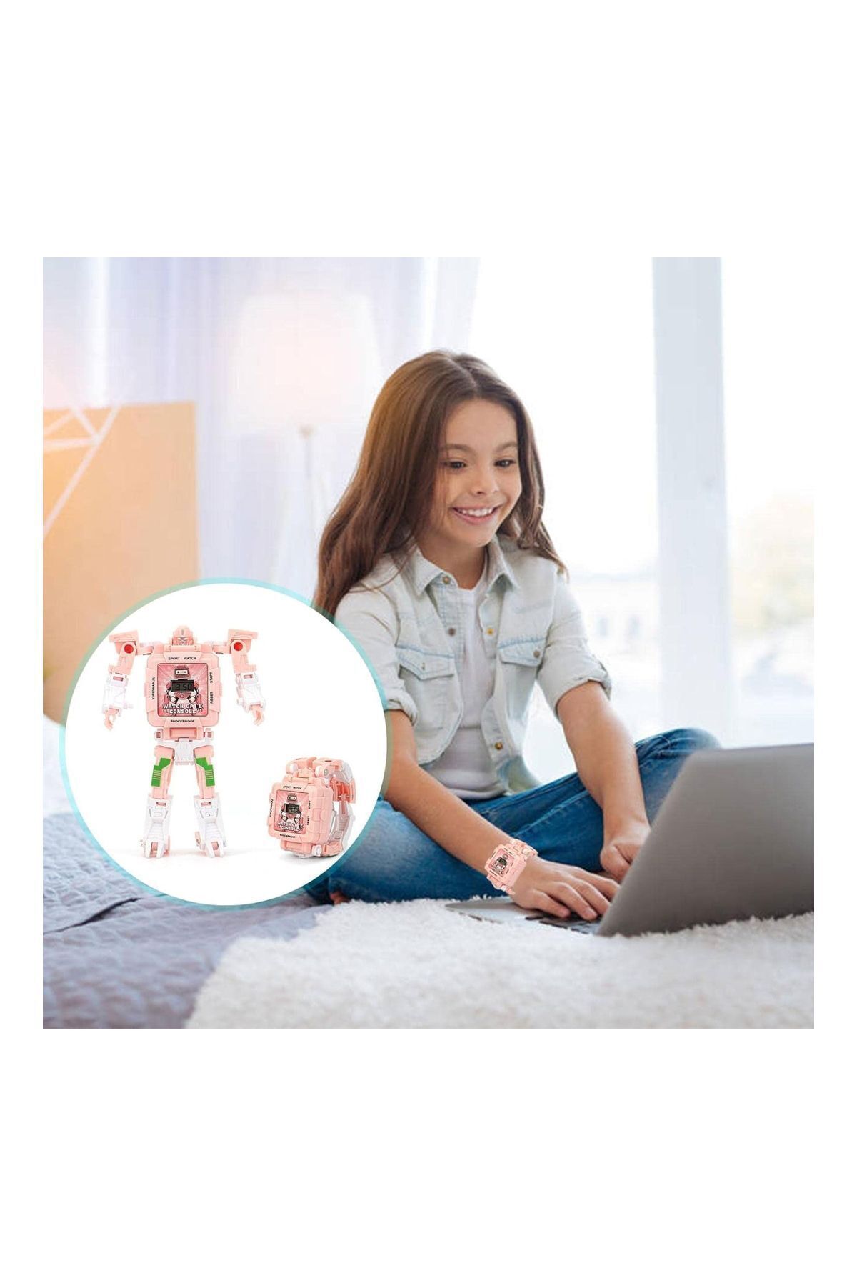 TOYFEST-Transformers Robot Clock with Tetris Game - Pastel Pink 6