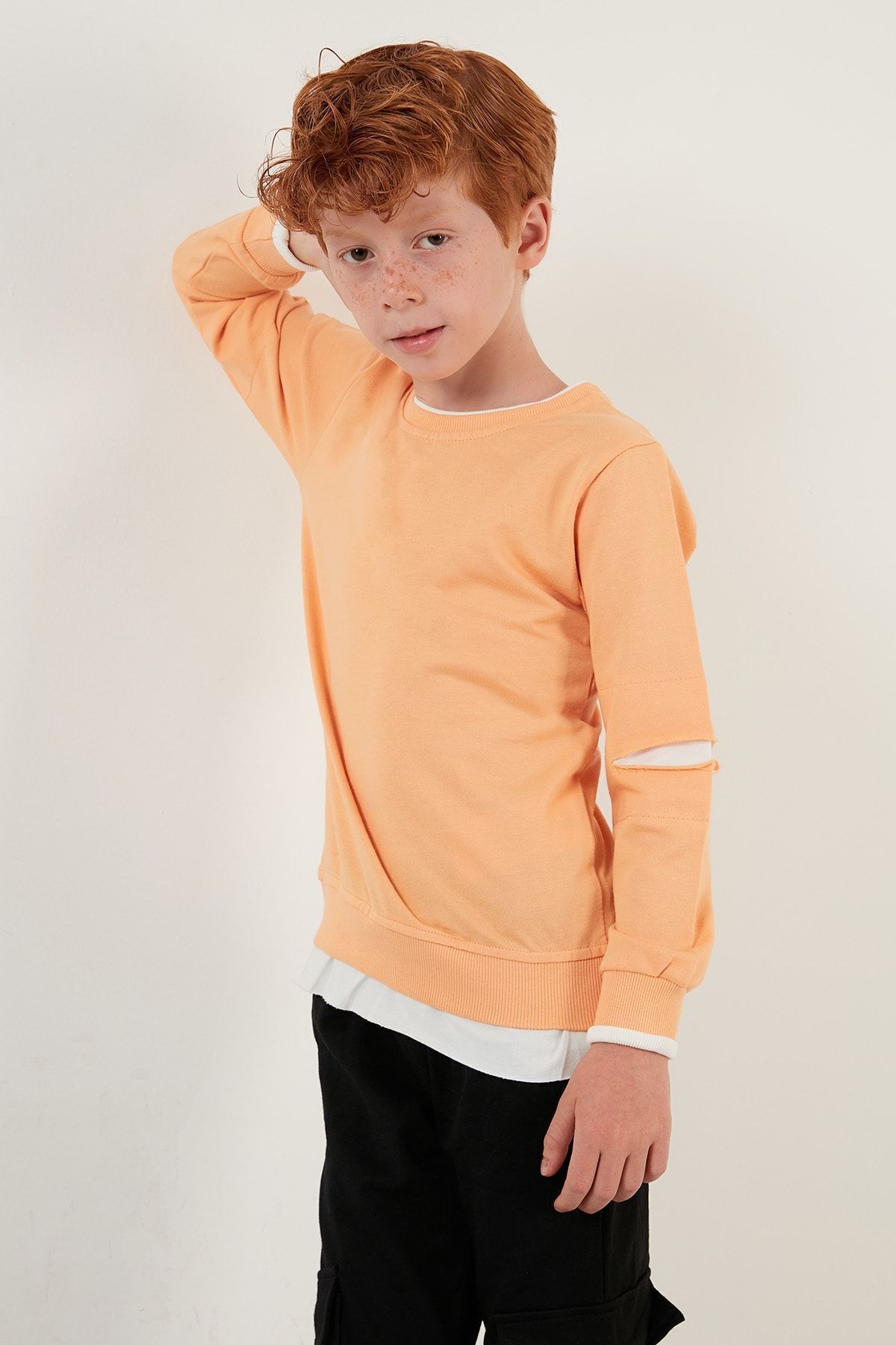 Lela-Costum sport detaliat 100% bumbac Inserție cu gât roșu Costum pentru băieți 59215614 7