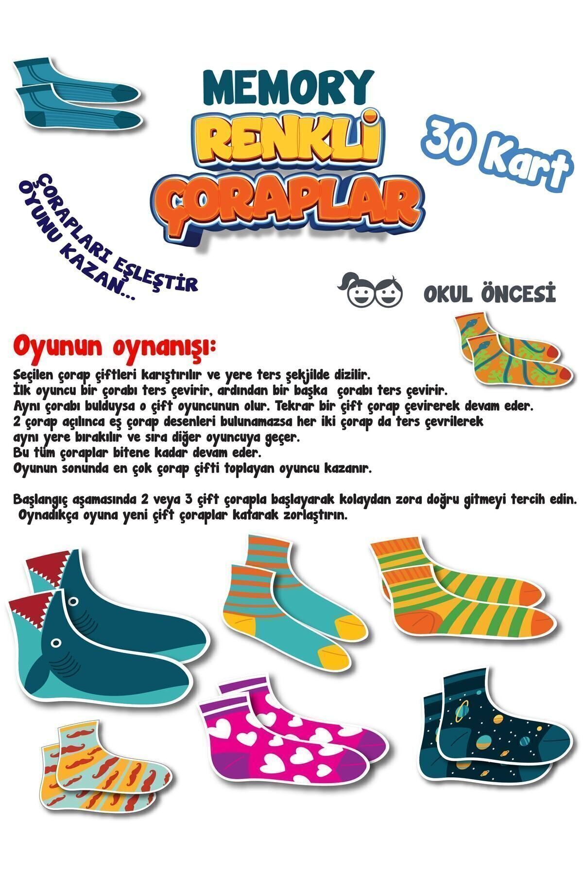 kidssan games Renkli Çoraplar Memory Hafıza Kartları Eğitici Oyunu fotoğrafı 3 (önizleme)