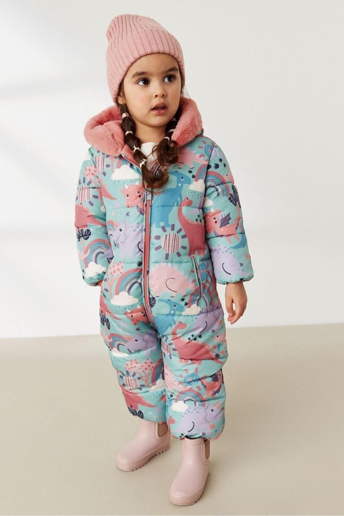 Next Baby Water Resistant Dinosaur Printed Snow Jumpsuit