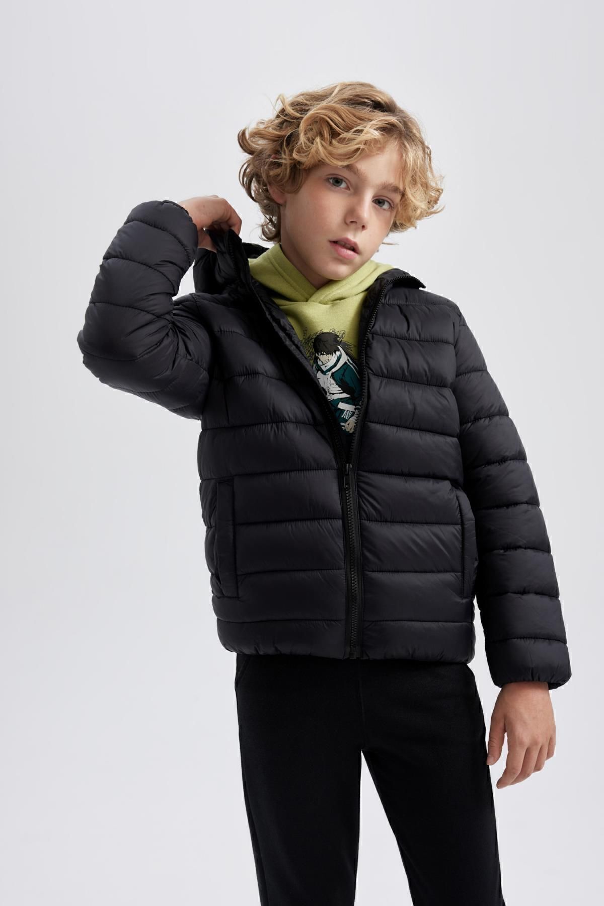 Erkek Çocuk Su Itici Kapüşonlu Basic Şişme Mont B1824a824sp