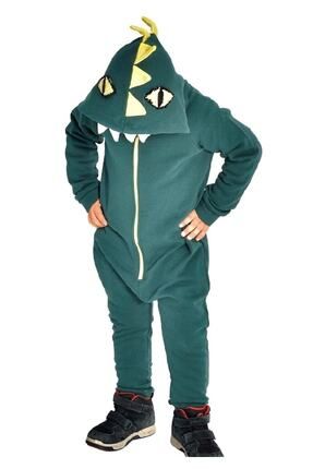 Happystore Erkek Çocuk %100 Pamuk Kışlık Baharlık Yeşil Dino Tulum