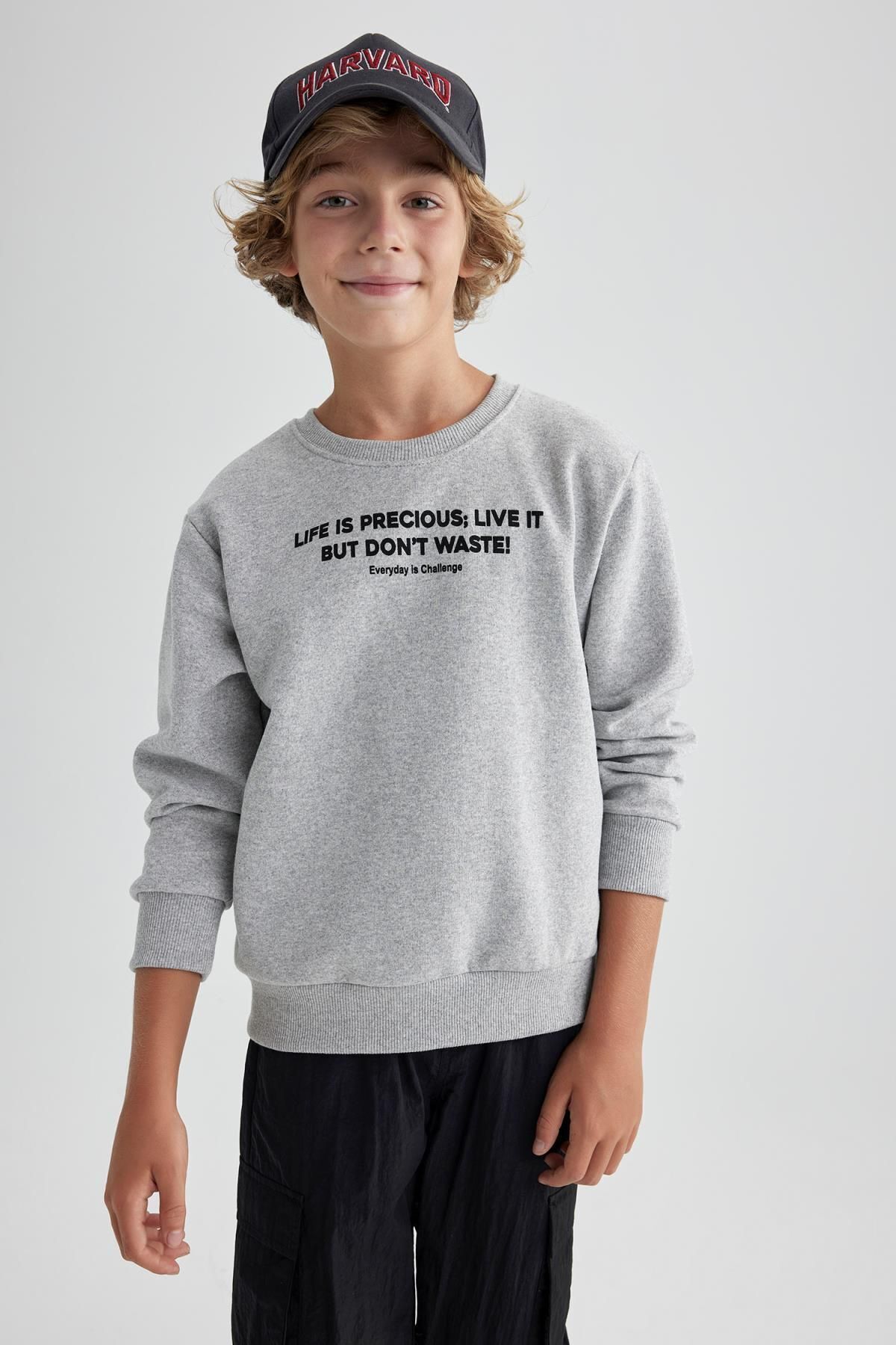 DeFacto Dickes Und Bedrucktes Jungen-sweatshirt – Rundhalsausschnitt A9776a823wn für Jungen - 7–10 Jahre