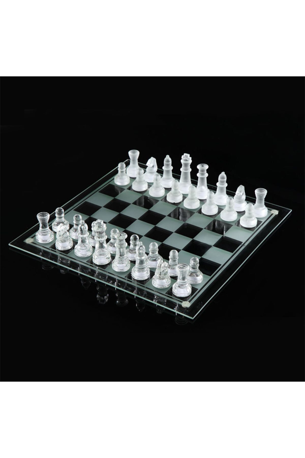 EXENET-Premium Luxury Glass Chess Set - Transparent Frosted Gems, Elite Design, Custom Production Luxury Collection Set 6