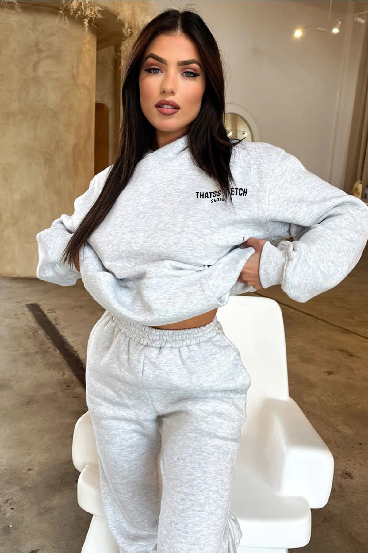 Fetch Series 6 Sweatshirt Eşofman Altı Jogger - Gri Baskılı Eşofman Takımı Kapüşonlu — خاکستری FTCHS6ESTK-MR — تصویر 2 از 2