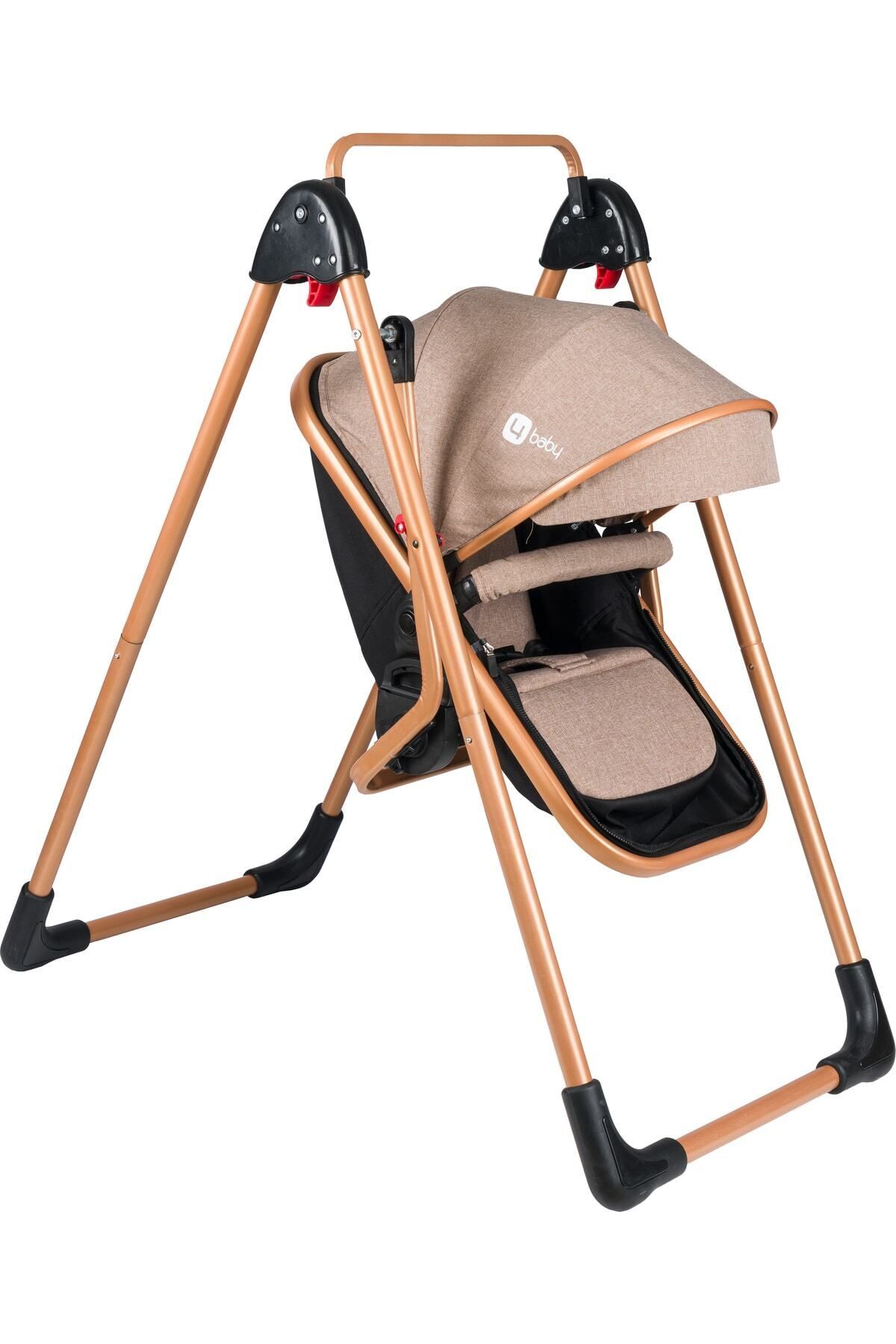 4 Baby 4 Parça Salıncaklı Travel Esse Model Gold Bebek Arabası Antrasit Yağmurluk Hediyeli fotoğrafı 6 (önizleme)