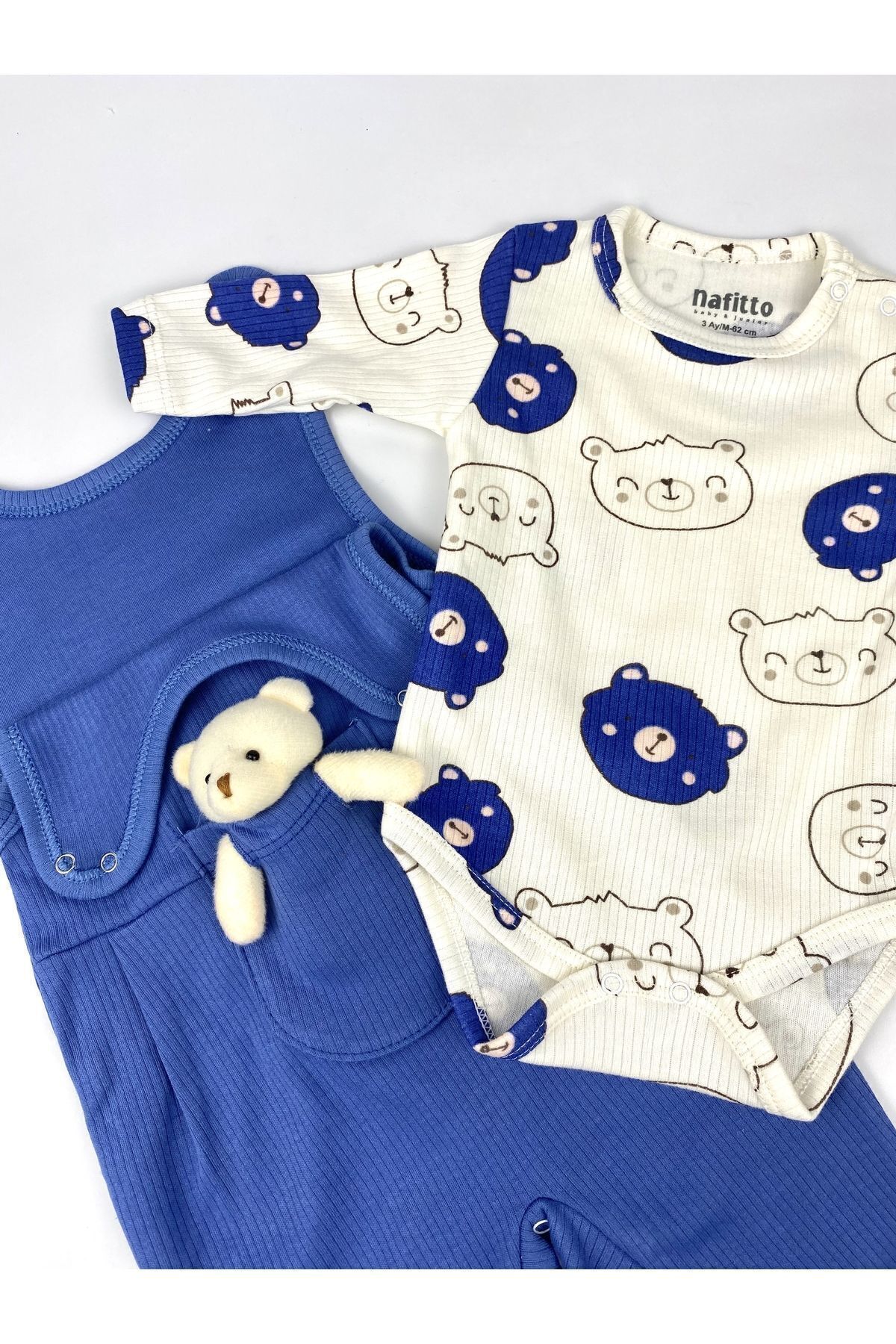 بادی نوزادی پسرانه – دخترانه آبی Nafitto baby&junior | NFT1427 اورجینال - تصویر 4