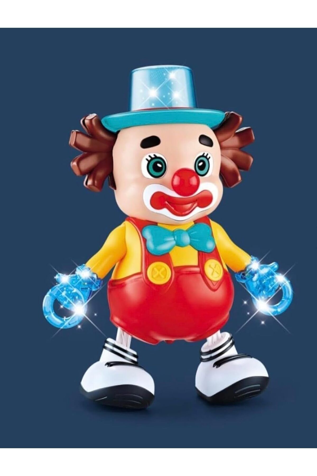 YILDIRIM OYUNCAK Pilli Sesli Müzikli Işıklı 25 cm Renkli Palyaço -  Dans Eden Palyaço Müzikli fotoğrafı 4 (önizleme)
