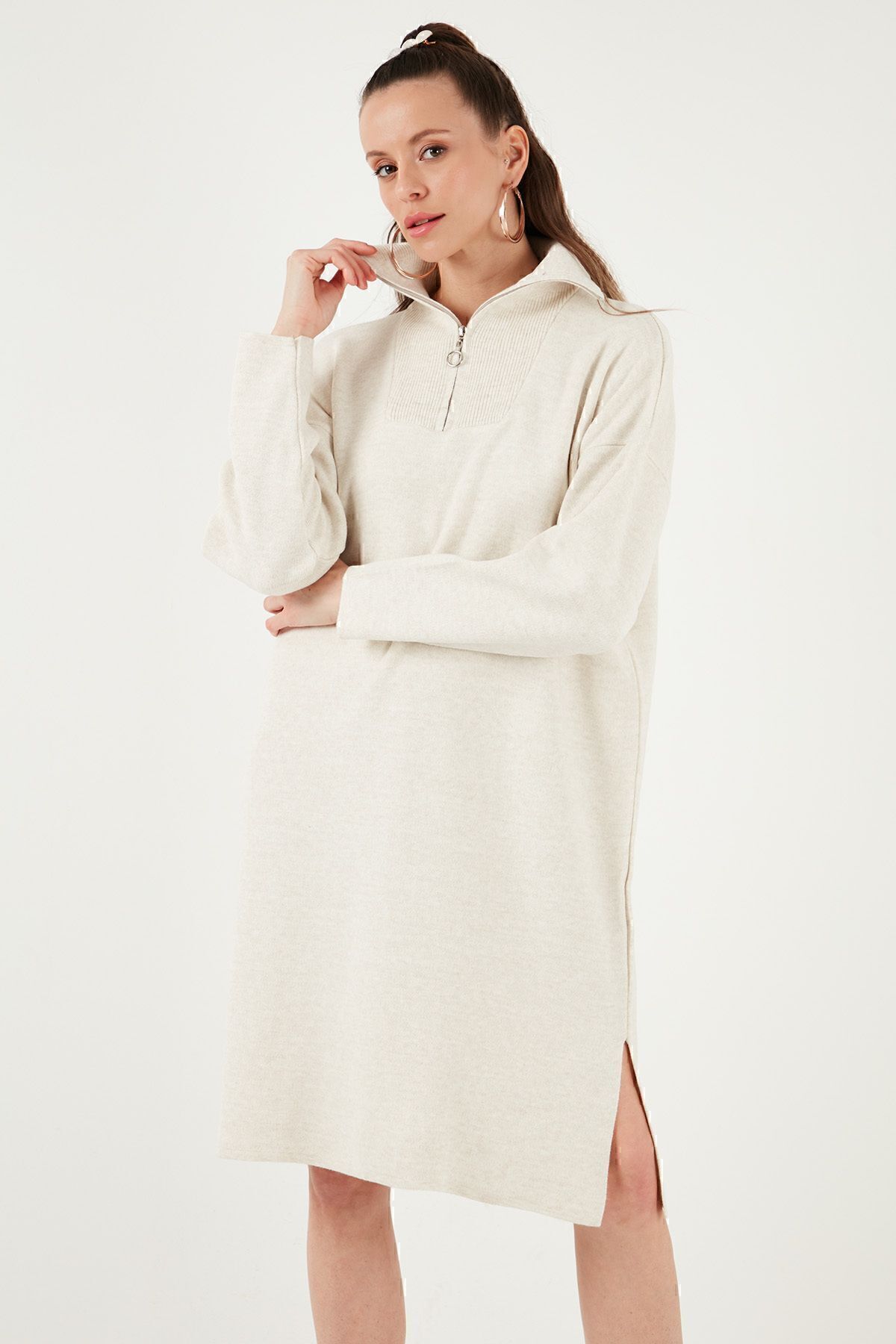 Lela-Rochie de tricotaj - cu jumătate de fermoar și fante 4615213 4