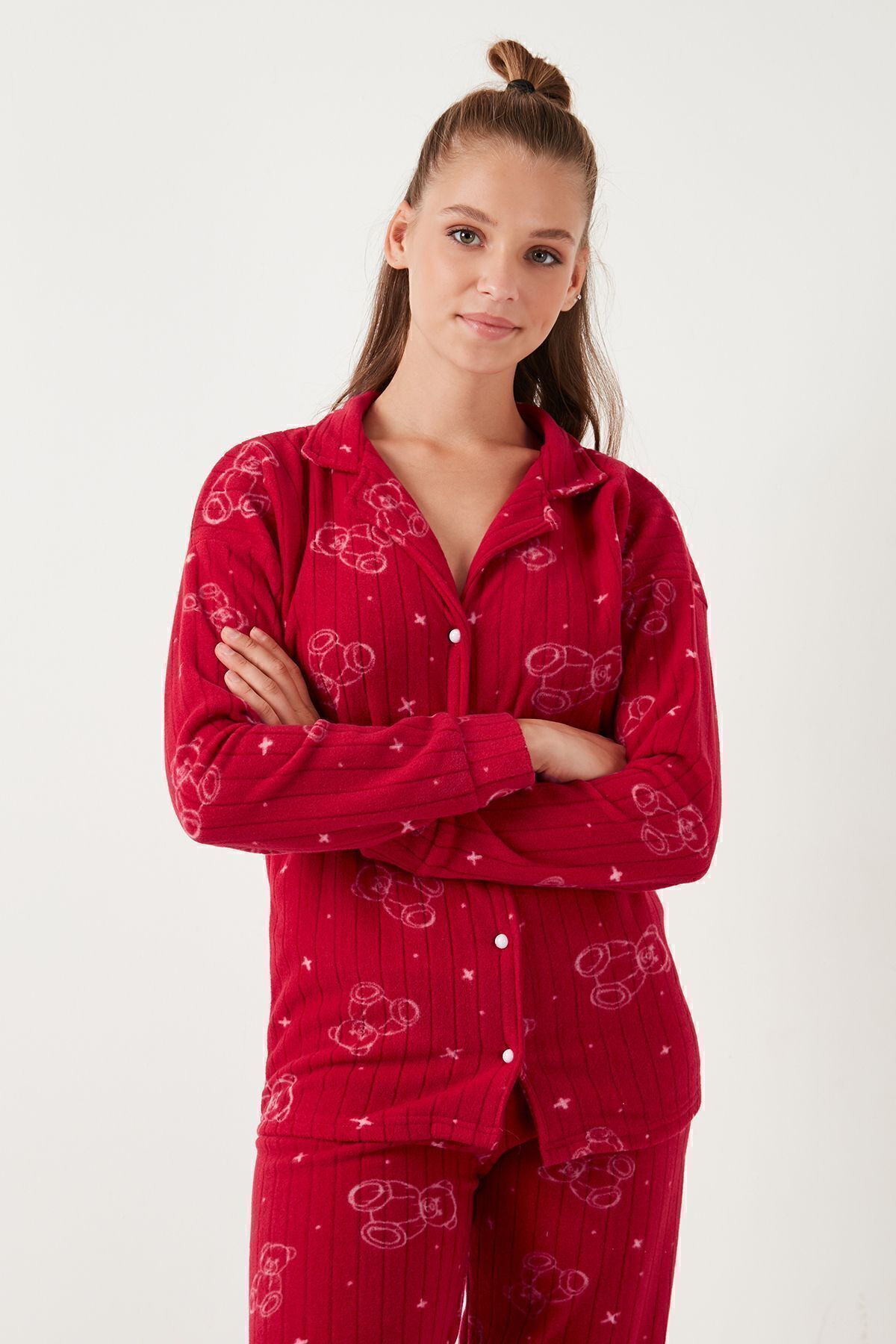 Lela-Fleece Standard Fit Pajama Set - Buttoned, Pajama Set 6095616 5