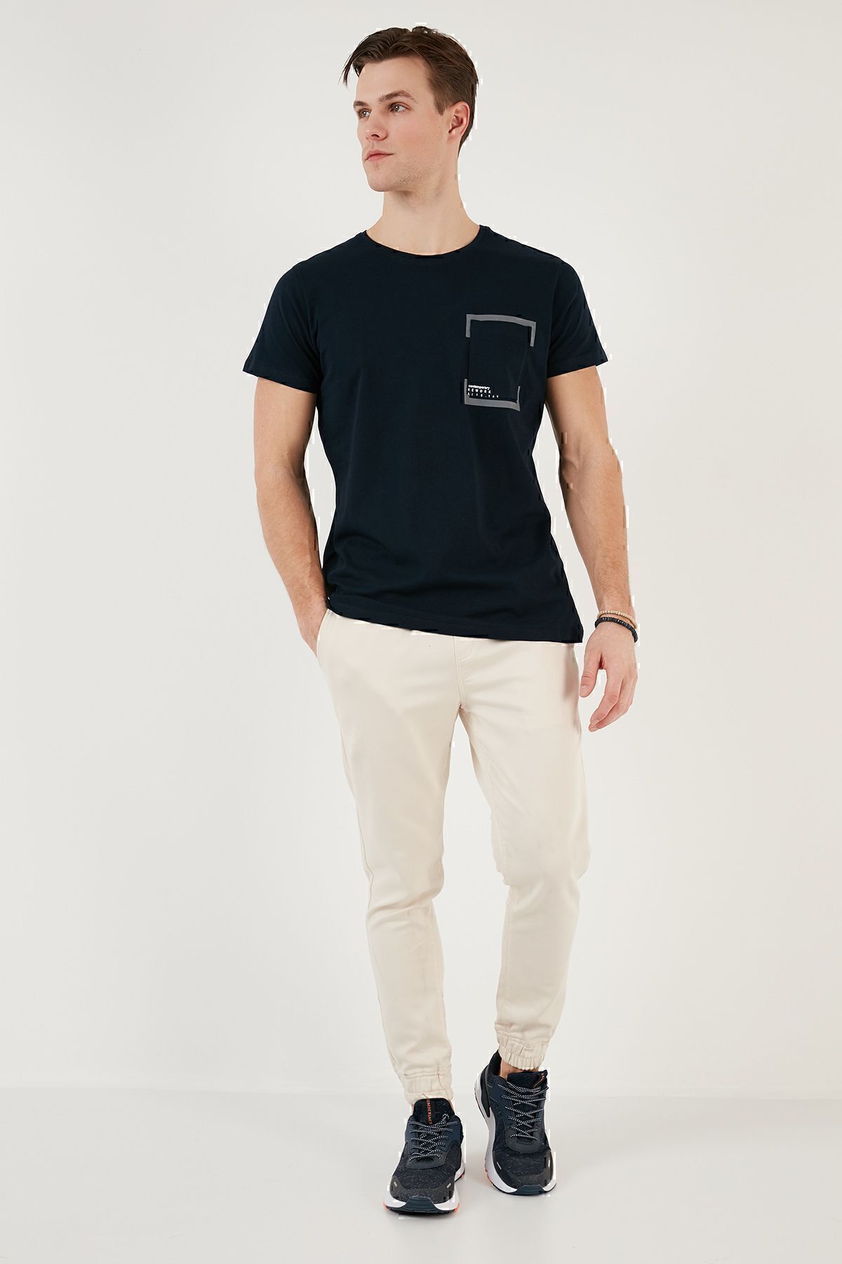 تیشرت مردانه آبی سرمه ای بوراتی | 541REWORK اورجینال - تصویر 3