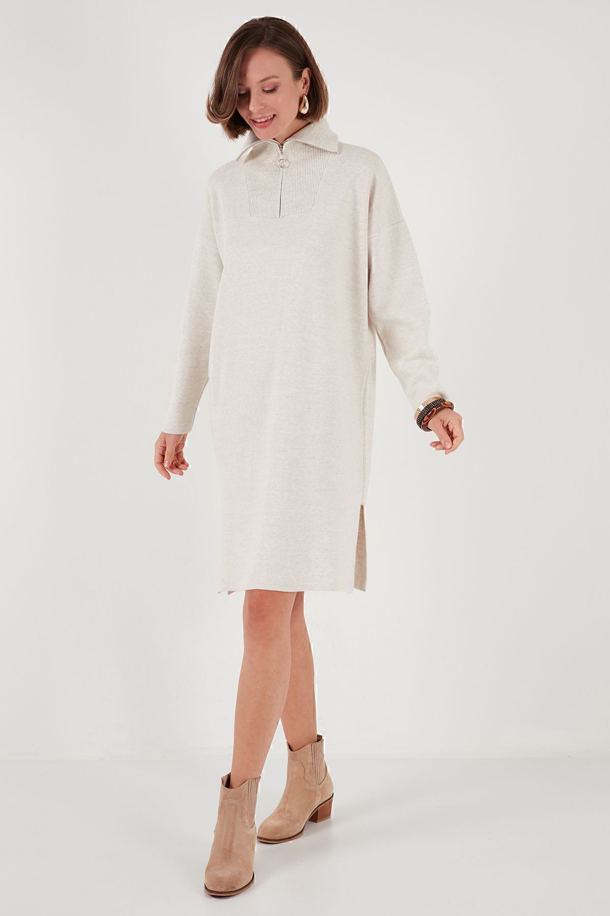 Lela-Rochie de tricotaj - cu jumătate de fermoar și fante 4615213 6