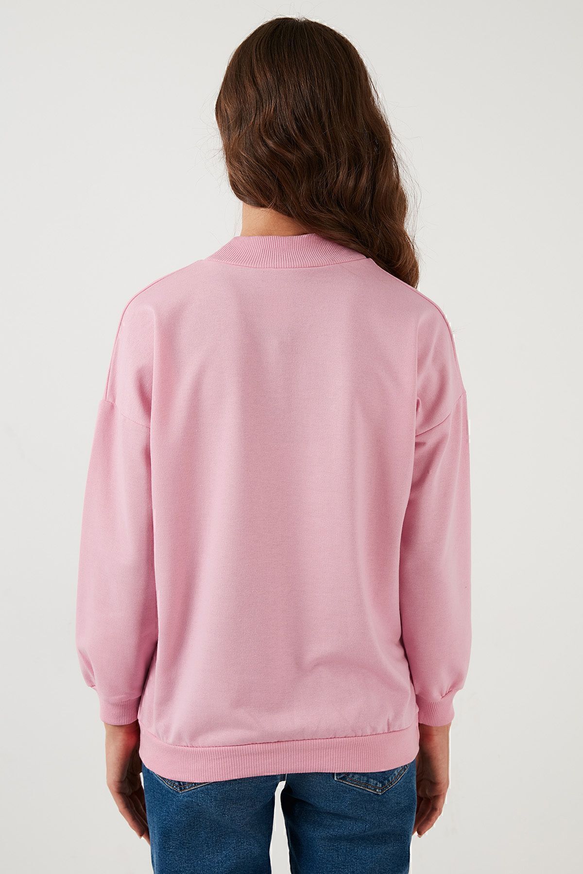 Lela-Sweat tricotat de bază din bumbac cu guler vertical - 5863323 6