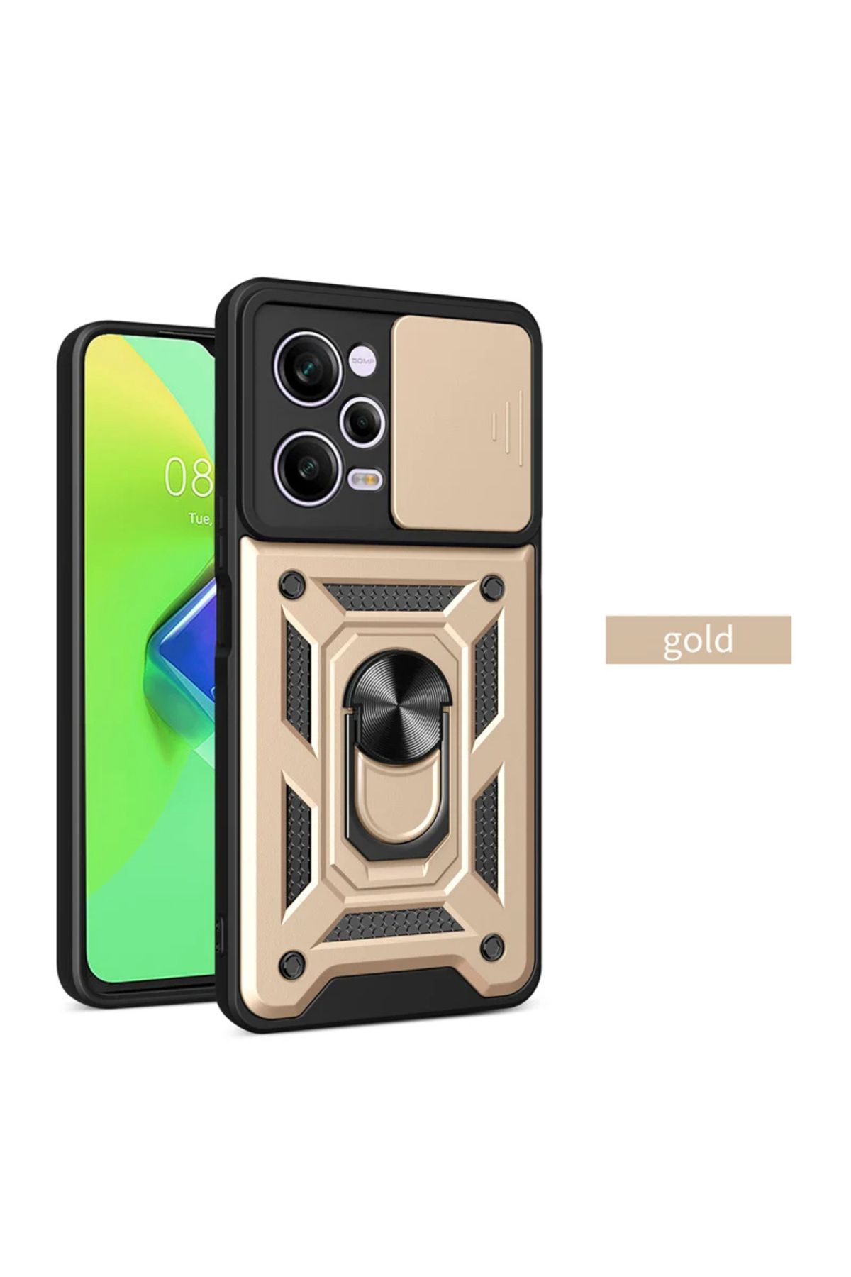 Xiaomi Redmi Note 12 Pro 5G Compatible Case Camera Shielded Sliding Ring Extra Shielded Tank Case