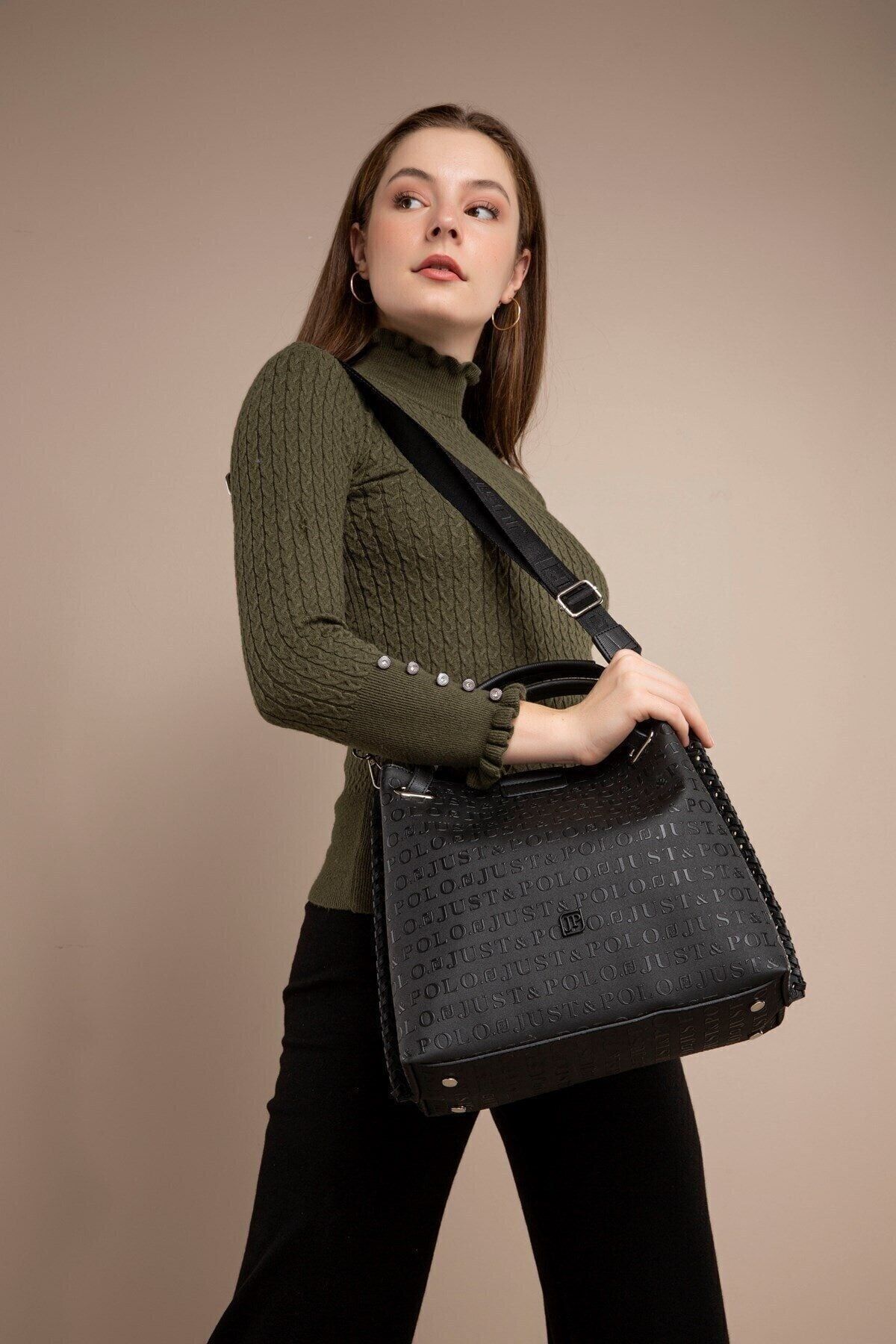 GALB LEATHER-حقيبة كتف نسائية يومية بحزام عريض وواسعة من Just Polo مقاس 33 × 26 سم 3