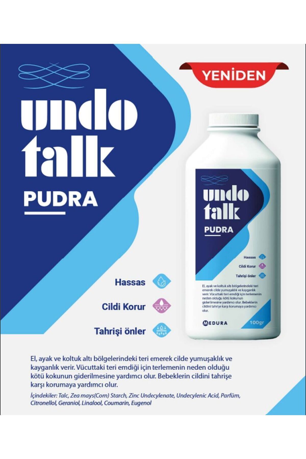 Undo Bebek & Yetişkin Hassas Talk Pudra 100 GR - 2 Adet fotoğrafı 2 (önizleme)