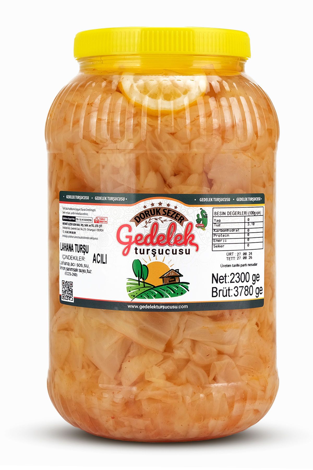MEHMET SEZER TURŞULARI Gedelek Biber Soslu Lahana Turşu 2300 gram