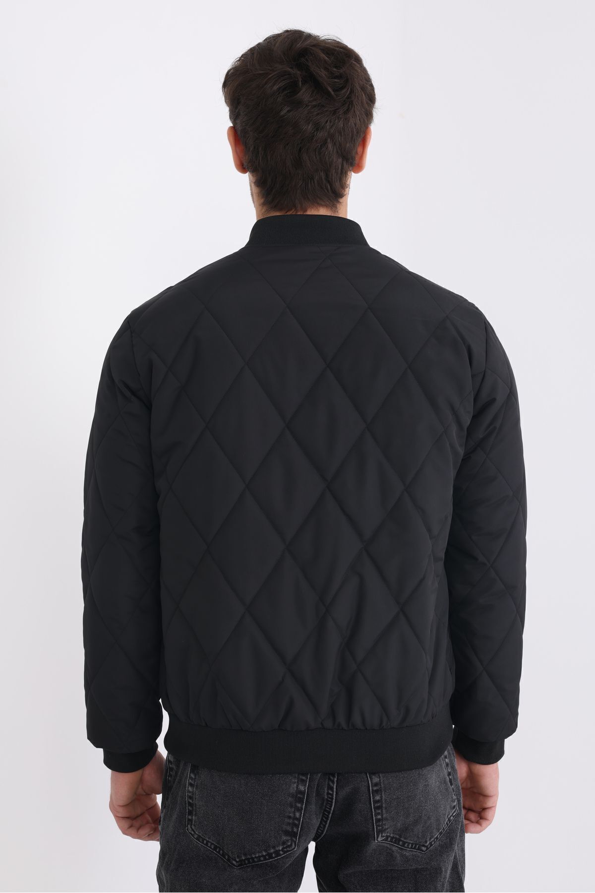 D1fference-Men's Black Lined Windproof Hooded Lightweight Seasonal Jacket 7