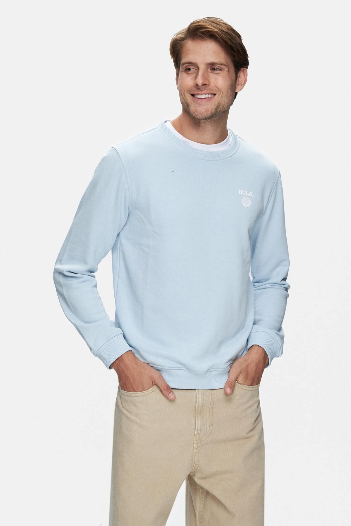 Ucla Blue Printed Crew Neck Standard Fit Men s Sweatshirt Valley Trendyol