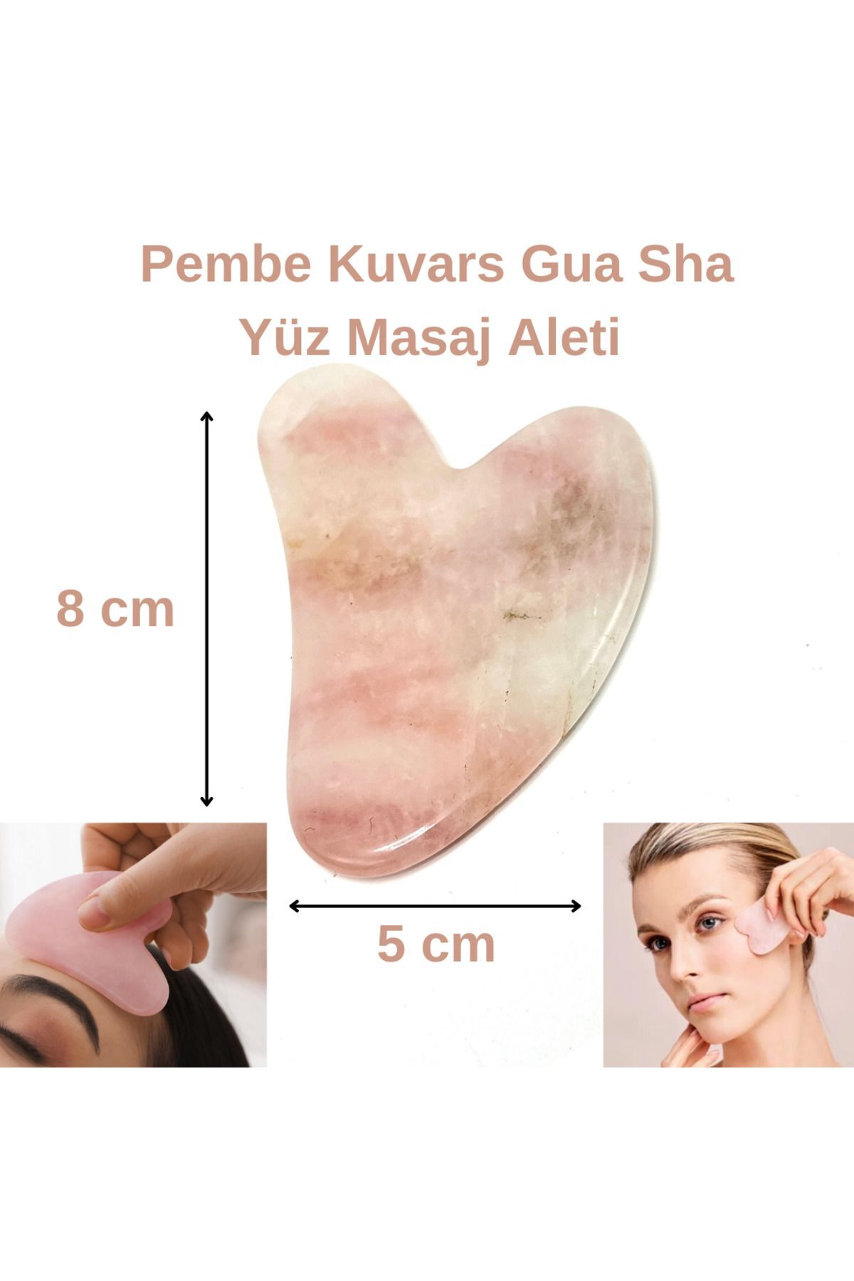 Sertifikalı Pembe Kuvars 1. Sınıf Kalite Gua Sha Doğal Taş Masaj Aleti — بژ ydtma8