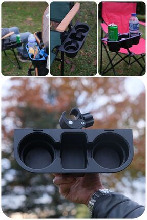 H&R PLASTİK Bardak Tutucu Kamp Sandalyes Içecek Tutucu Siyah Renk