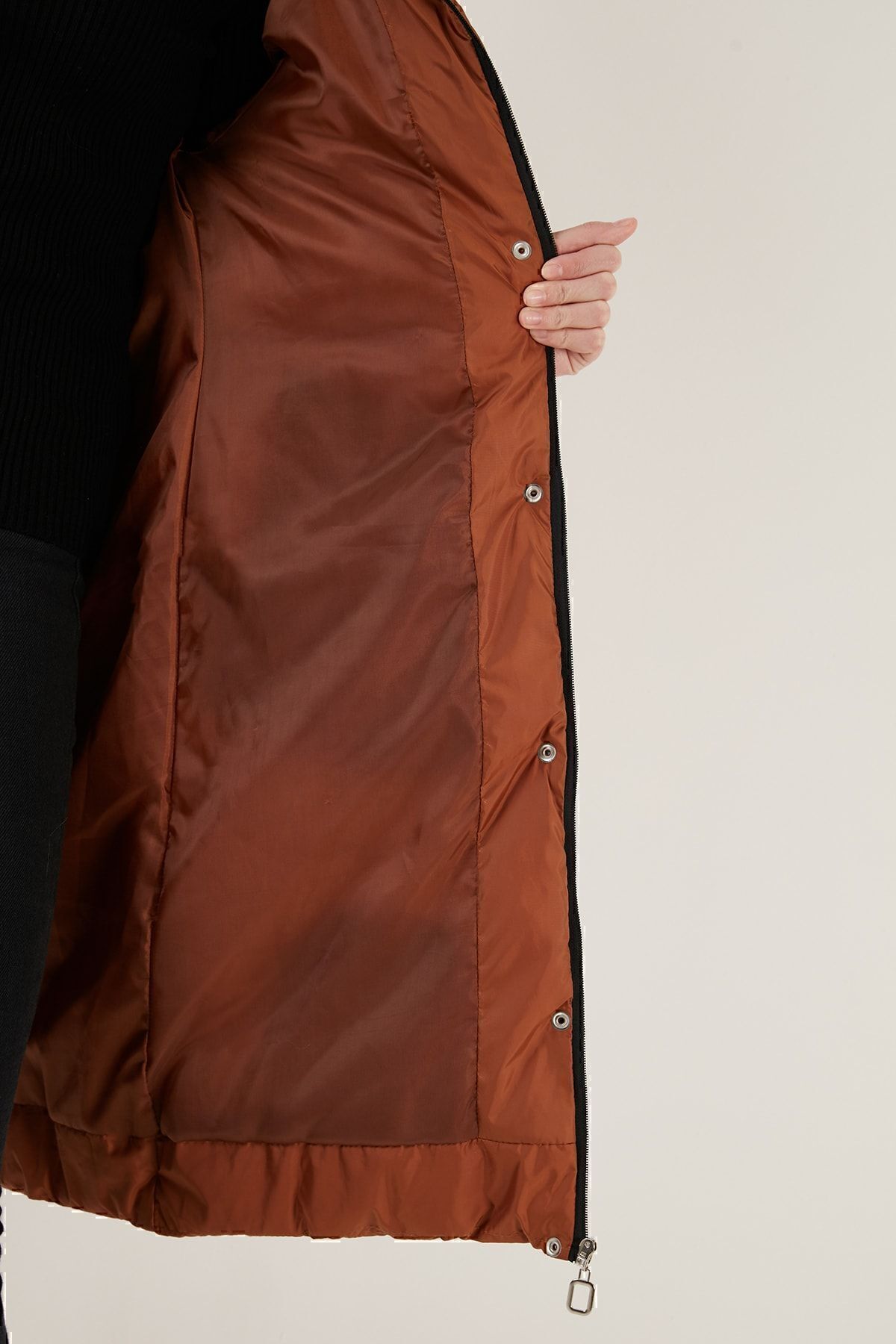 Lela-Quilted Winter Long Coat with Faux Fur Collar and Removable Hood 6