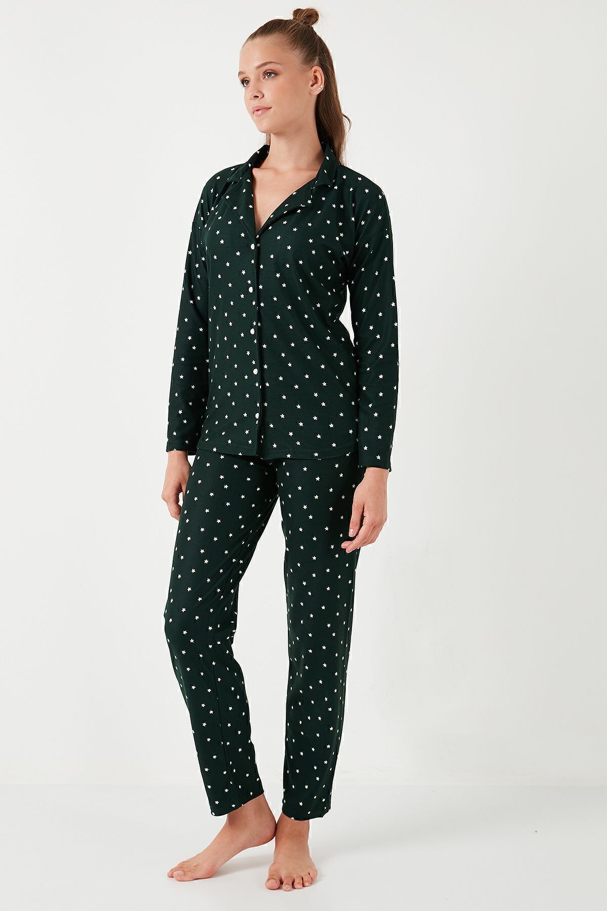 Lela-Stretch Standard Fit Buttoned Pajama Set - 60956601 2