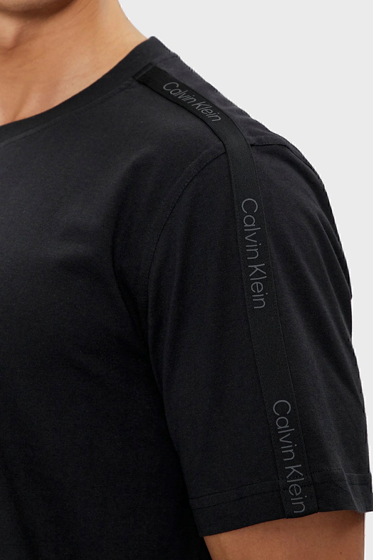 تی شرت مشکی مردانه پنبه مناسب یقه پیراهن 00gms4k187bae Calvin Klein