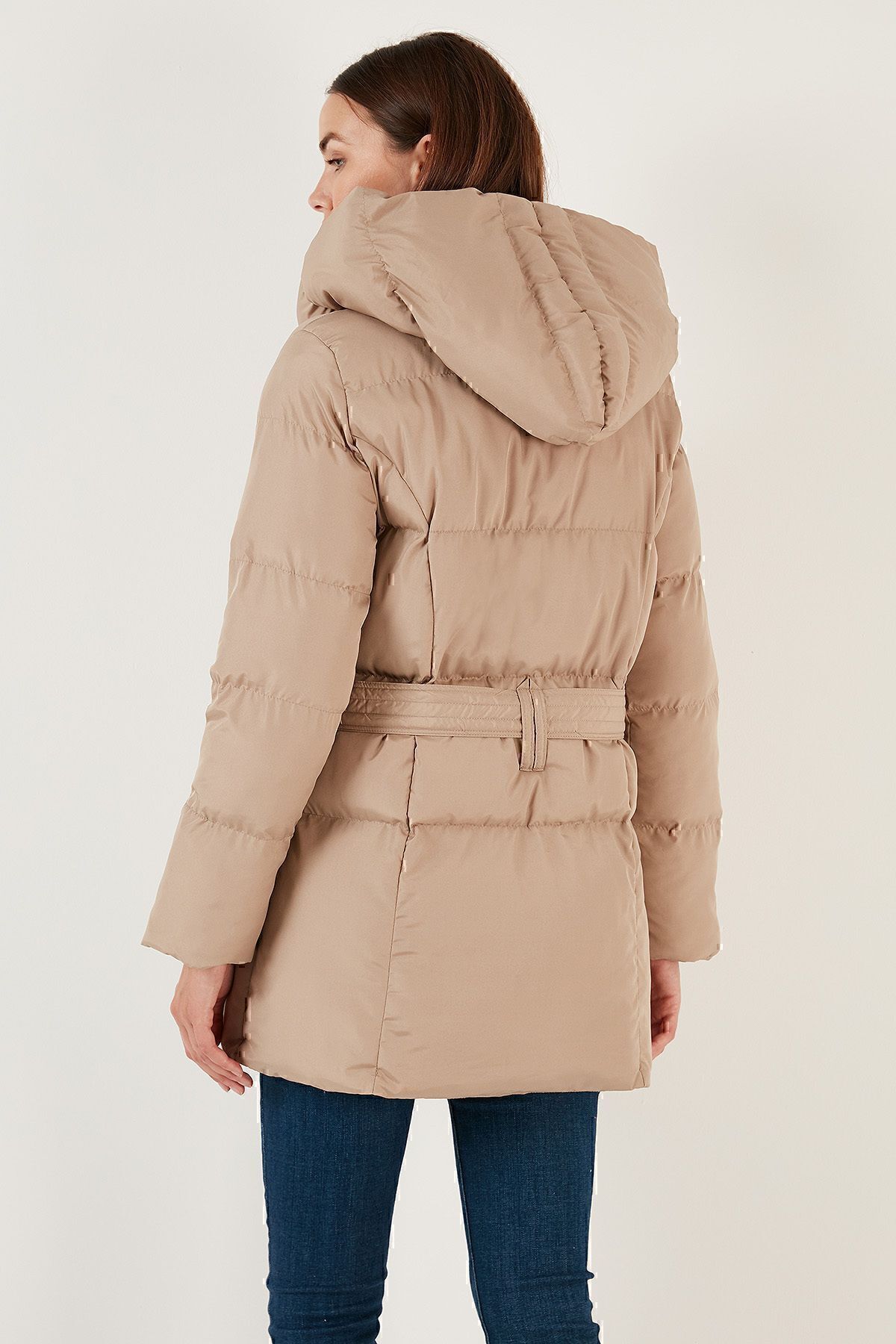 Lela-Pocketed Belted Hooded Regular Fit Winter Puffer Coat COAT 55650154 5