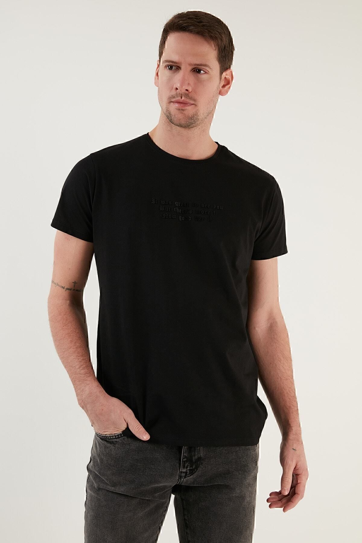 تیشرت مردانه مشکی بوراتی | 541THEMAS اورجینال - تصویر 6
