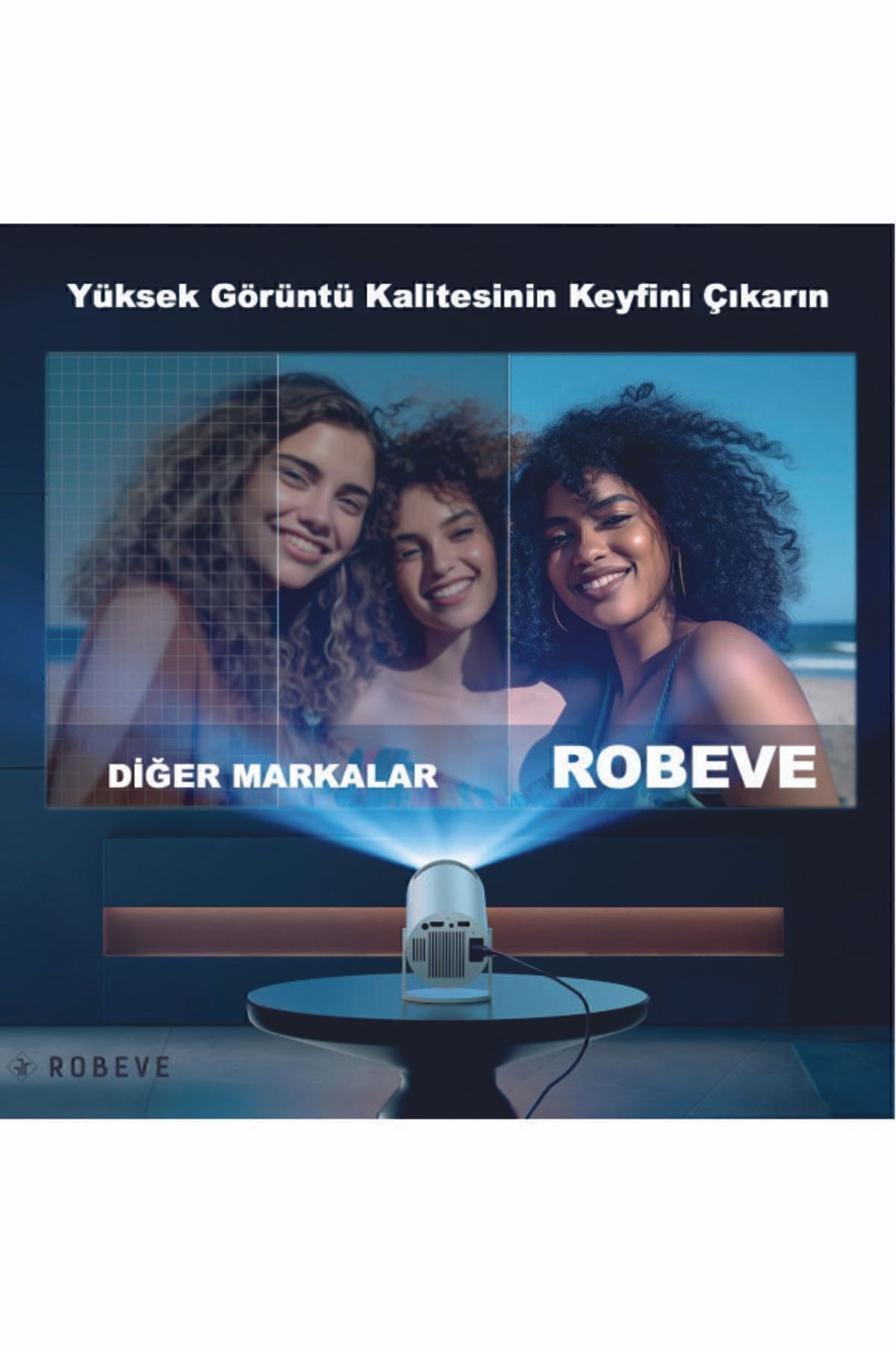 Taşınabilir Sinema Projektörü 1280 * 720p Ev Sineması Bluetooth Android 11