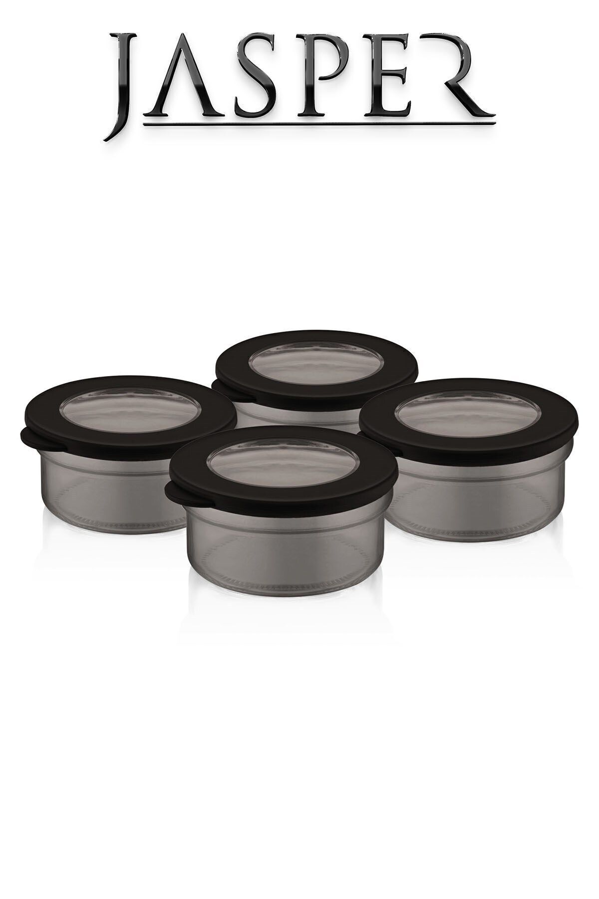 JASPER-JPR-0105 مجموعة تخزين حاوية تخزين زجاجية متعددة الأغراض 415 مل 4 قطع مع غطاء أنثراسايت 2