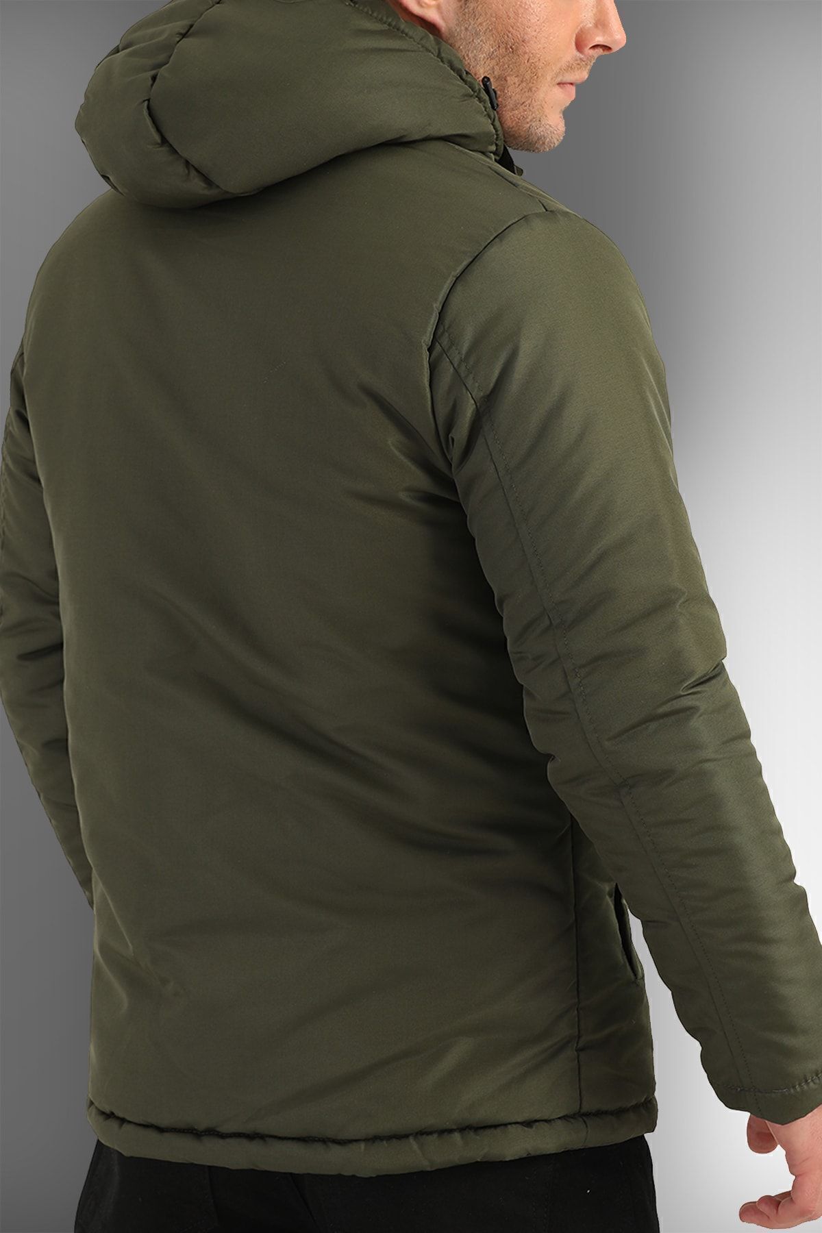 D1fference-Pánske športové zimné kabáty, kabáty a parky s kapucňou a kapucňou v Khaki Outlet 7