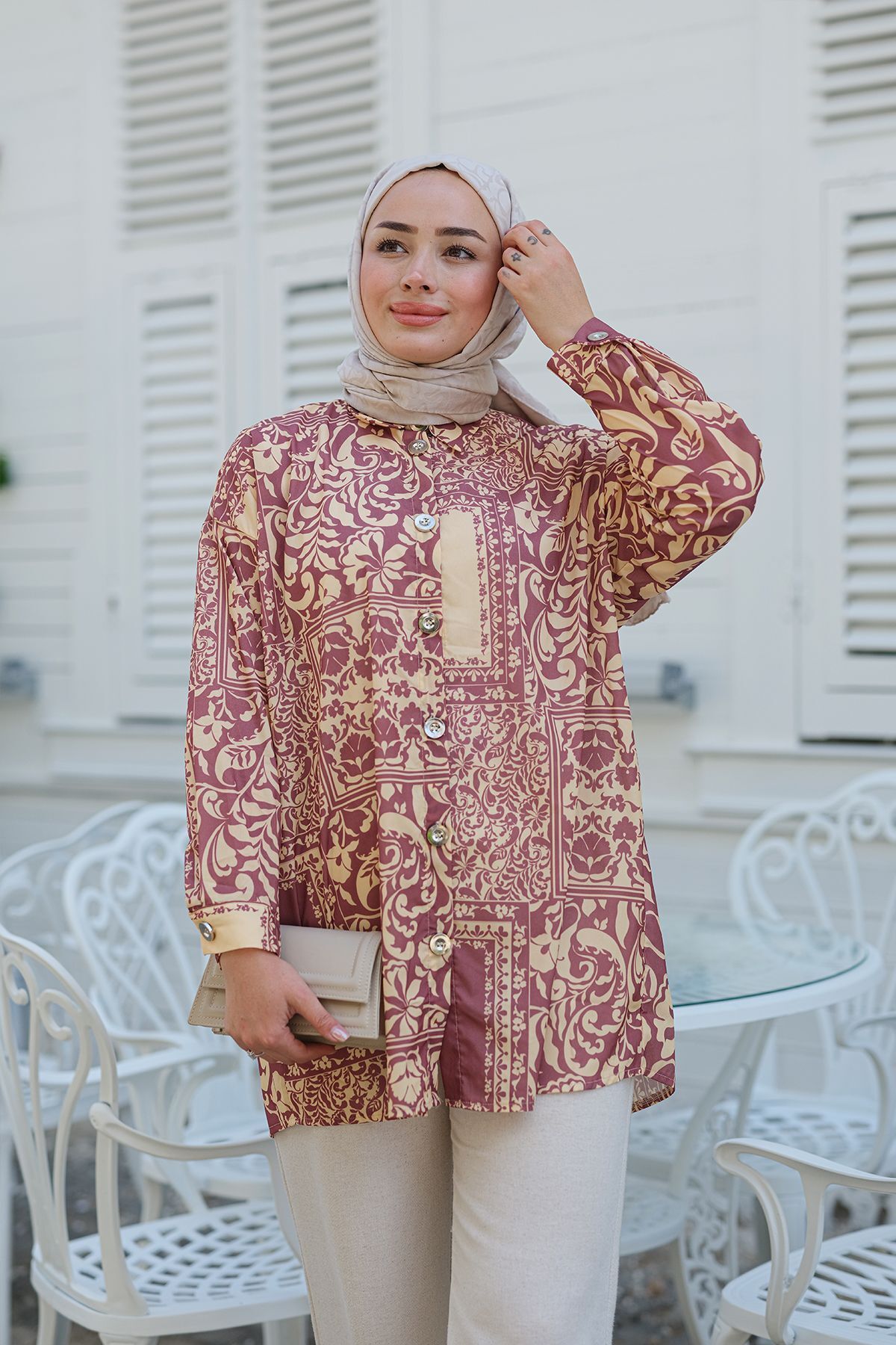 پیراهن پوشیده زرد الگوی قومی اورجینال LOCCO
